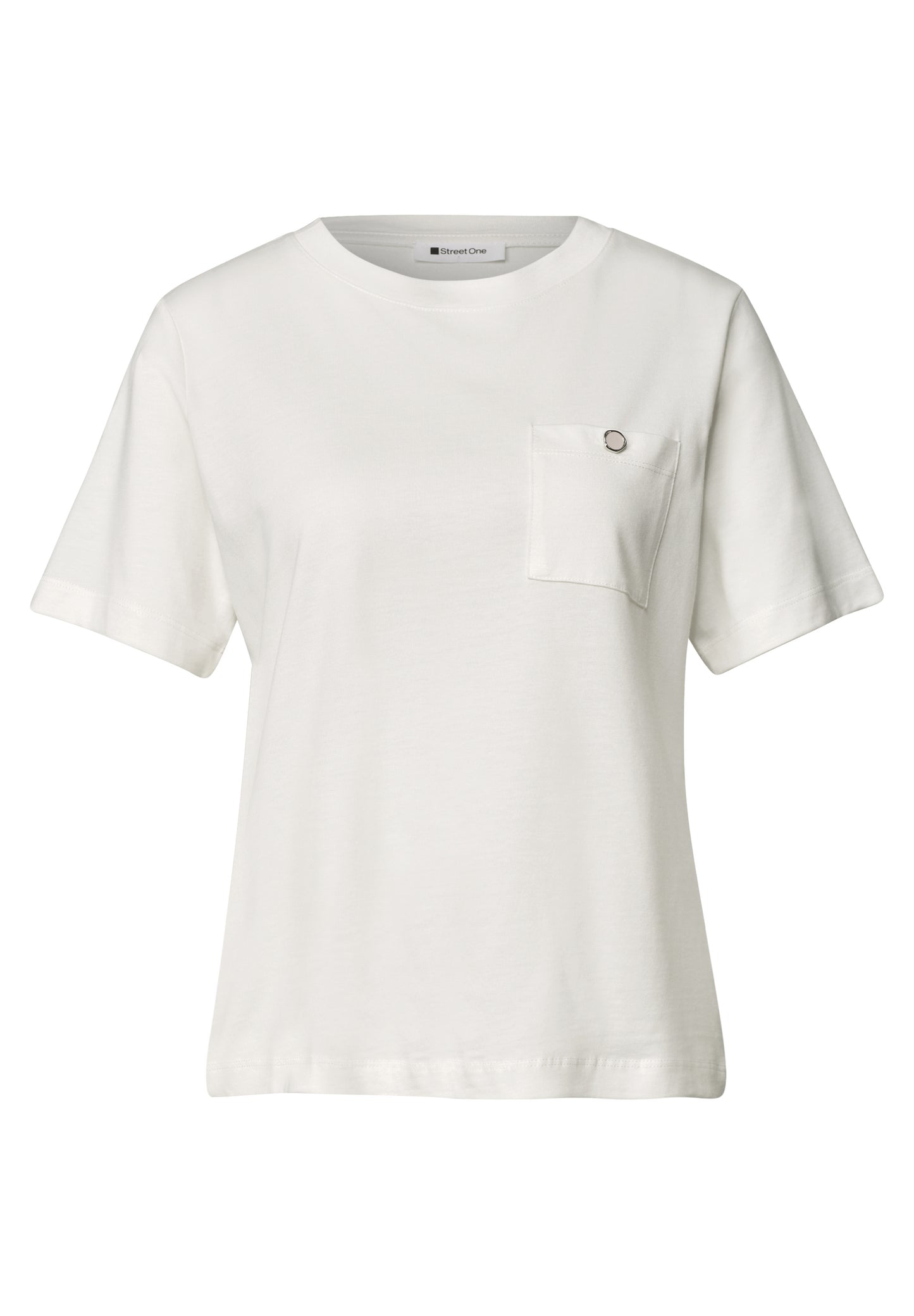 Street One - T-Shirt mit Rundhals und Brusttasche - Farbe: off white