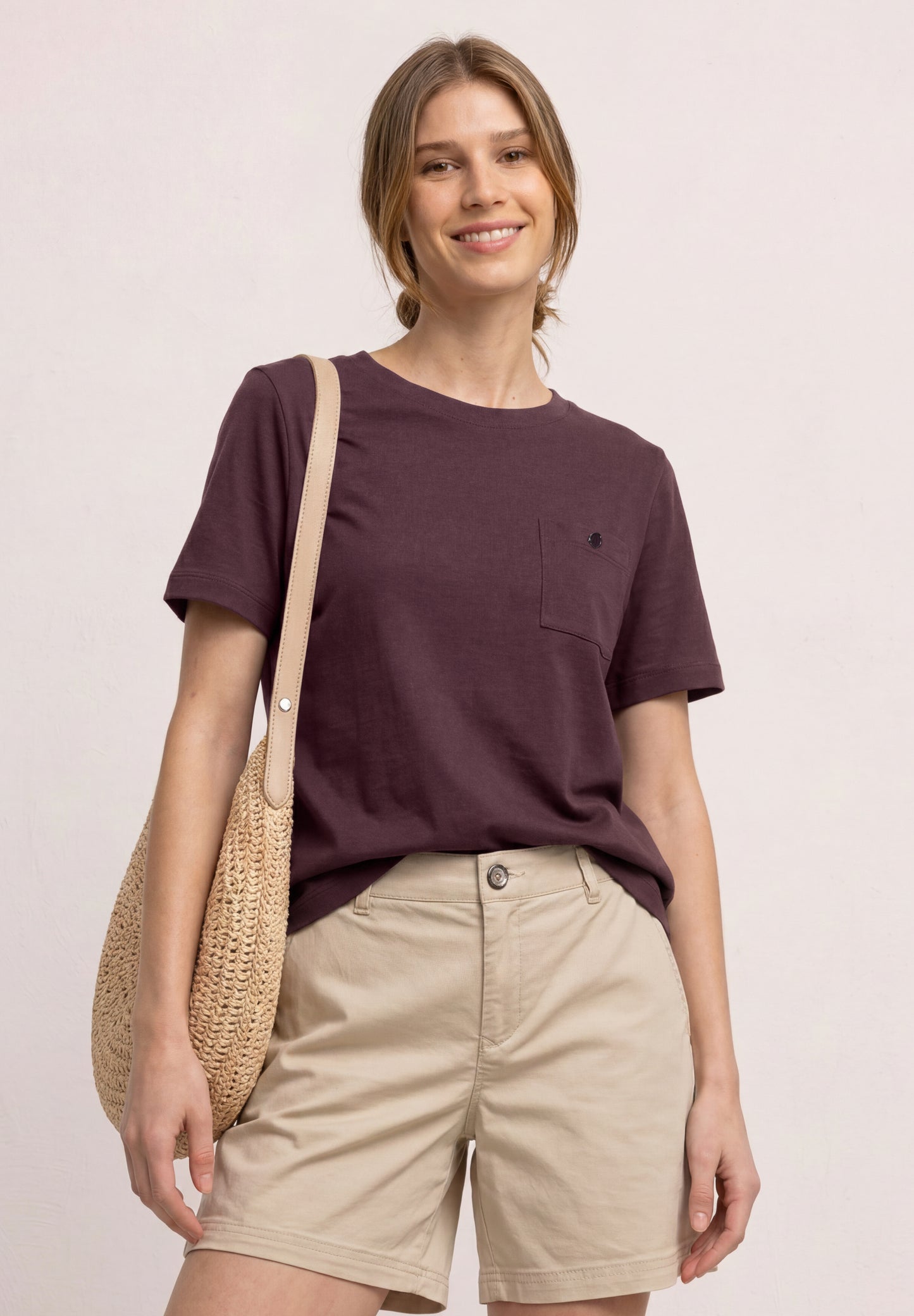 Street One - T-Shirt mit Rundhals und Brusttasche - Farbe: rustic rouge