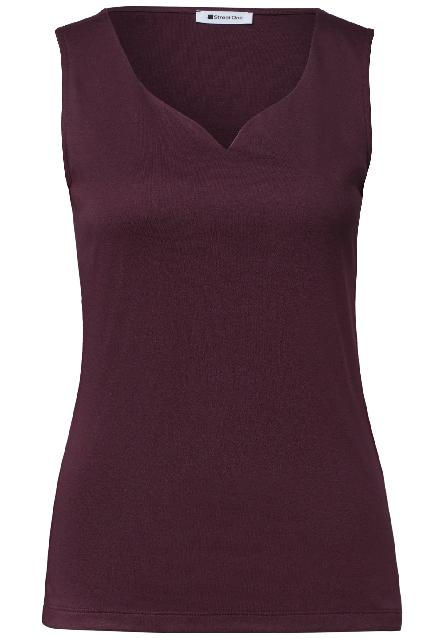 Street One - Basic Top mit Herzausschnitt - Farbe: rustic rouge