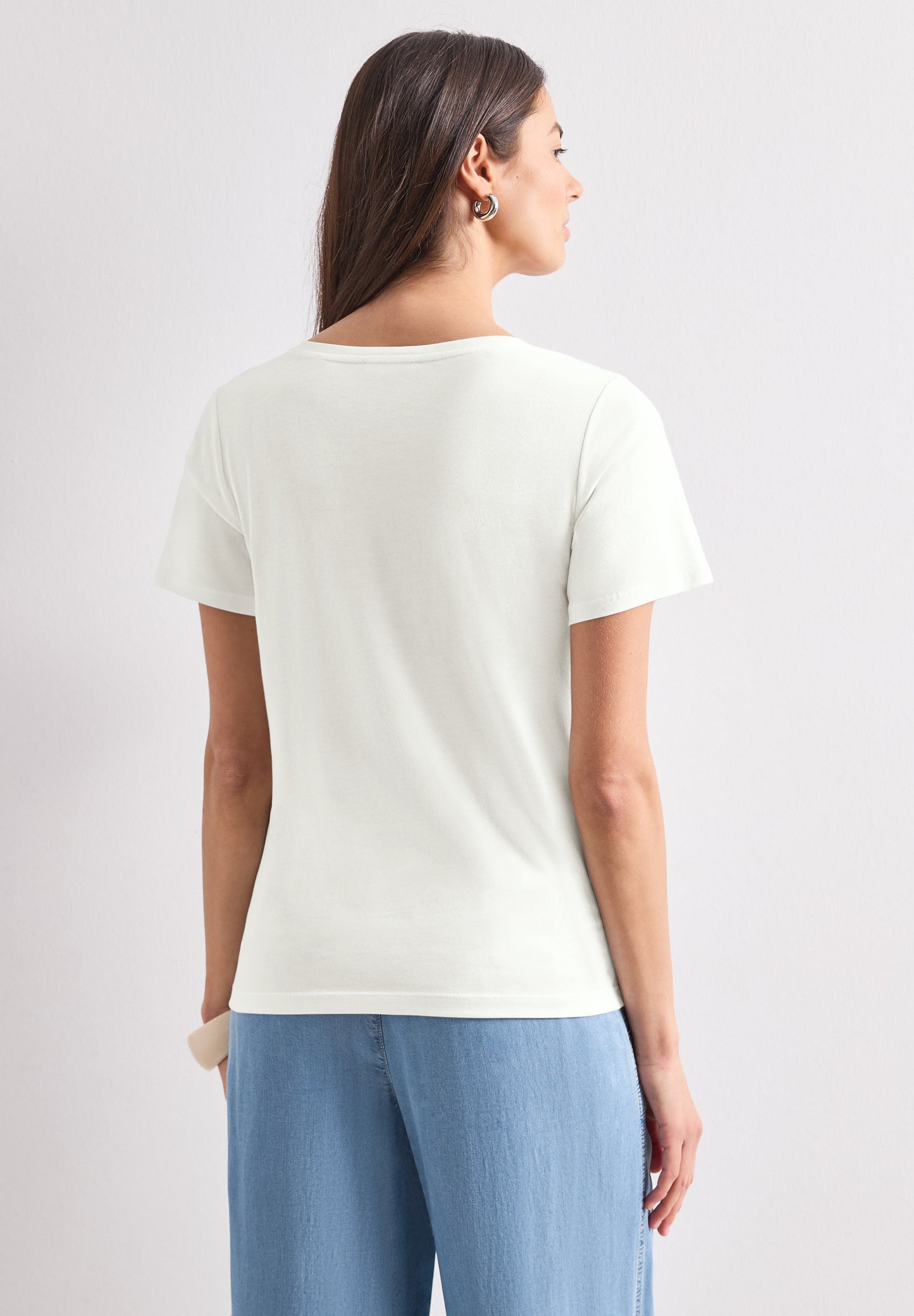 Street One - T-Shirt mit Rundhals und Artwork - Farbe: off white