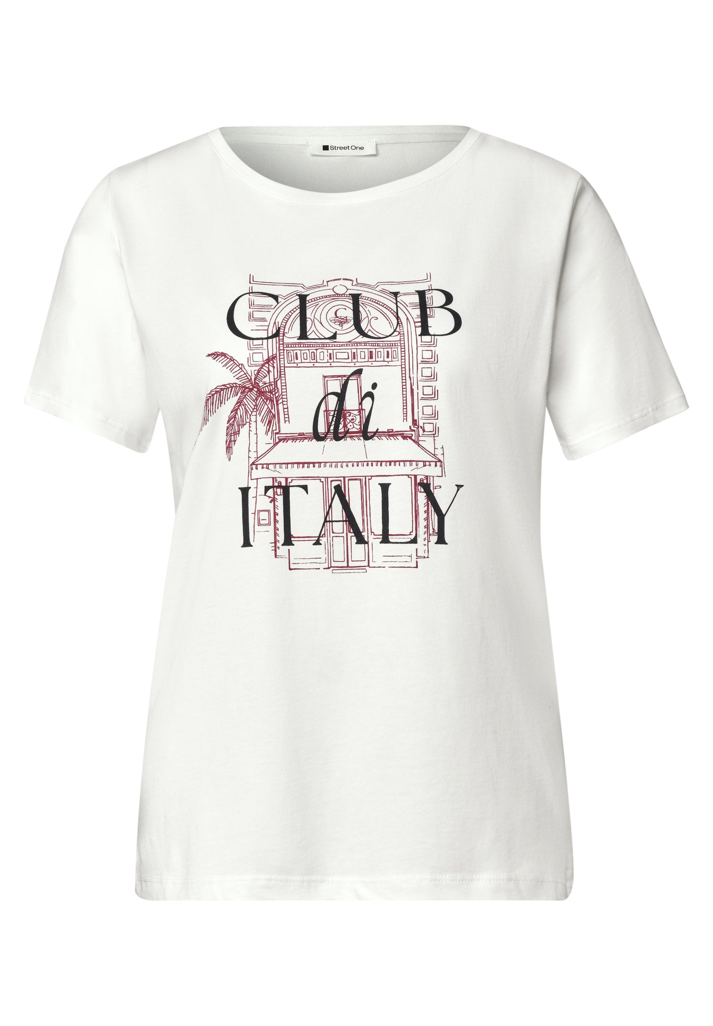 Street One - T-Shirt mit Rundhals und Artwork - Farbe: off white
