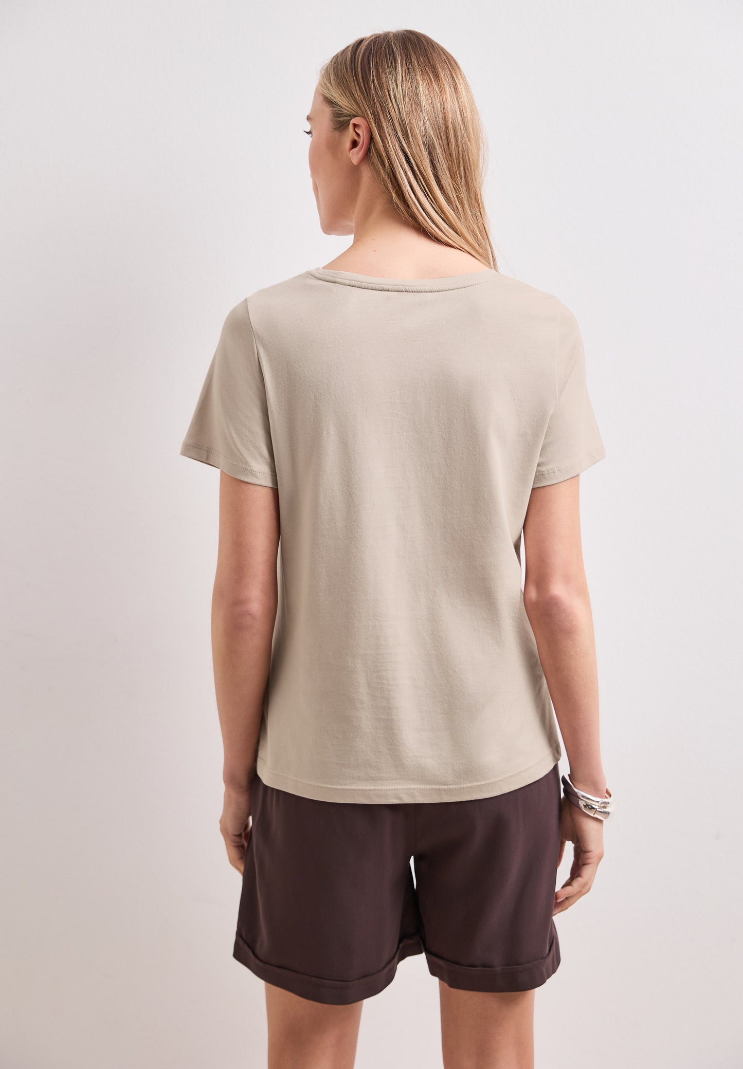Street One - T-Shirt mit Rundhals und Artwork - Farbe: clay sand