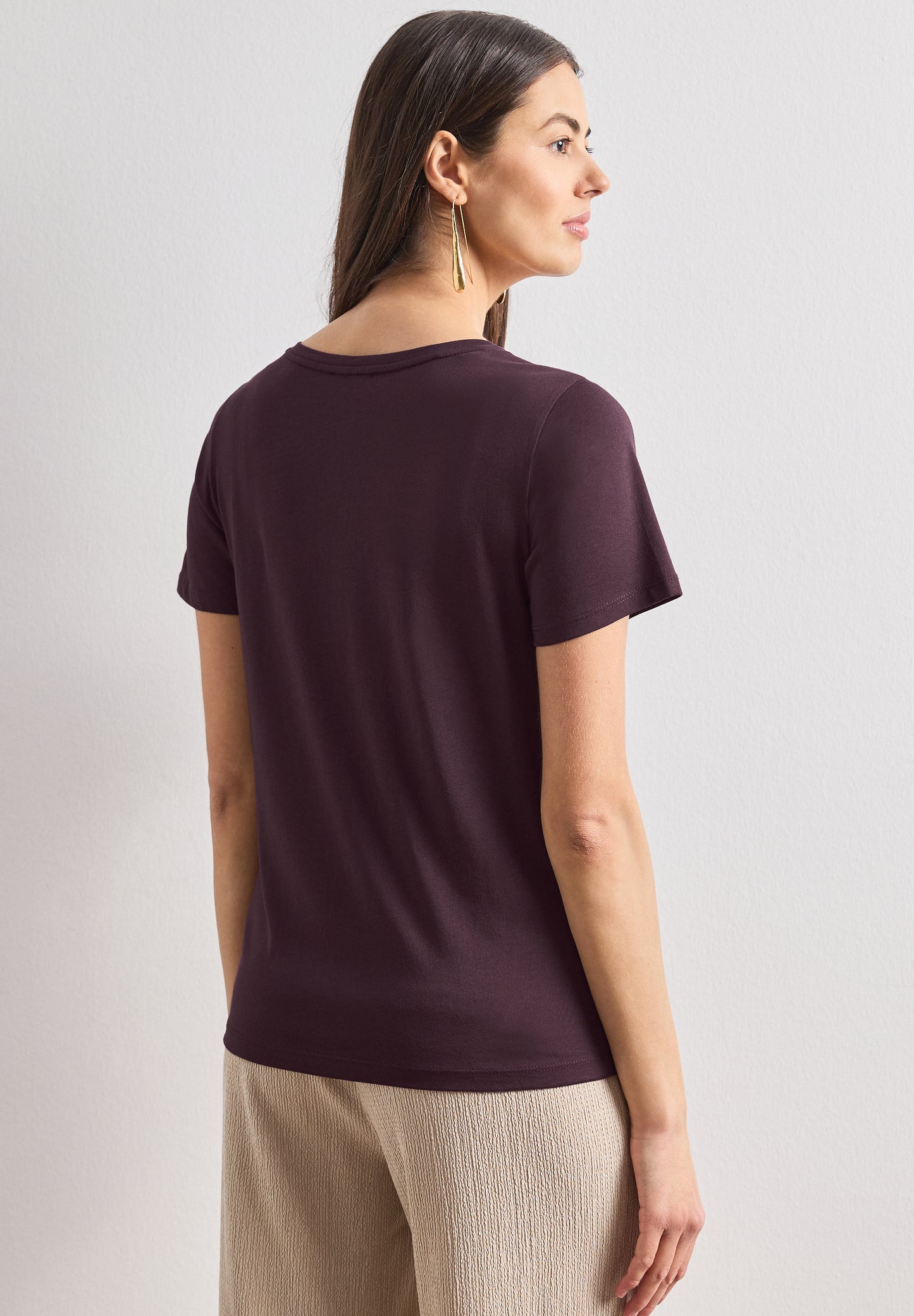 Street One - T-Shirt mit Rundhals und Artwork - Farbe: rustic rouge