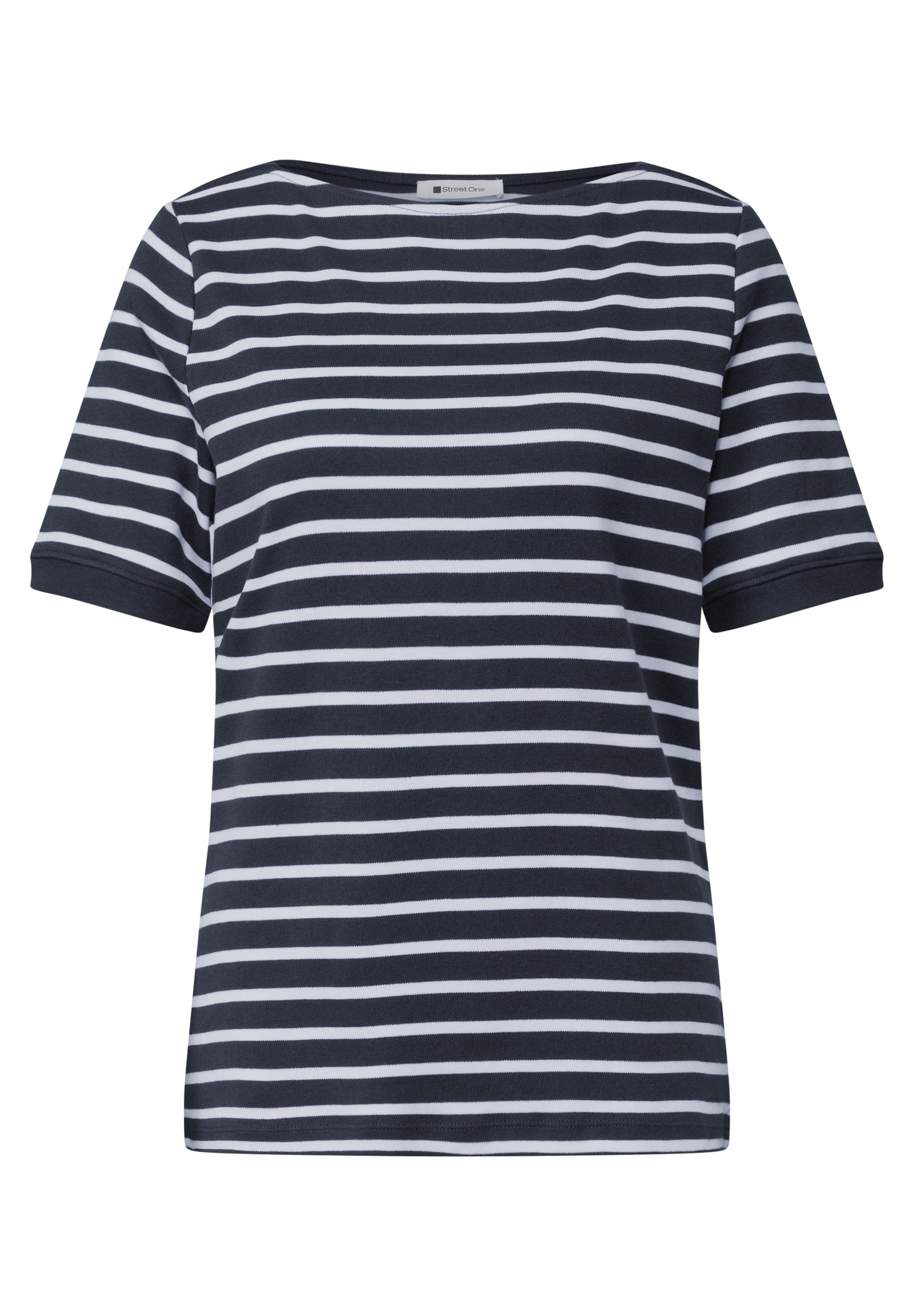 Street One - T-Shirt mit Boat Neck und Streifen - Farbe: darkest blue