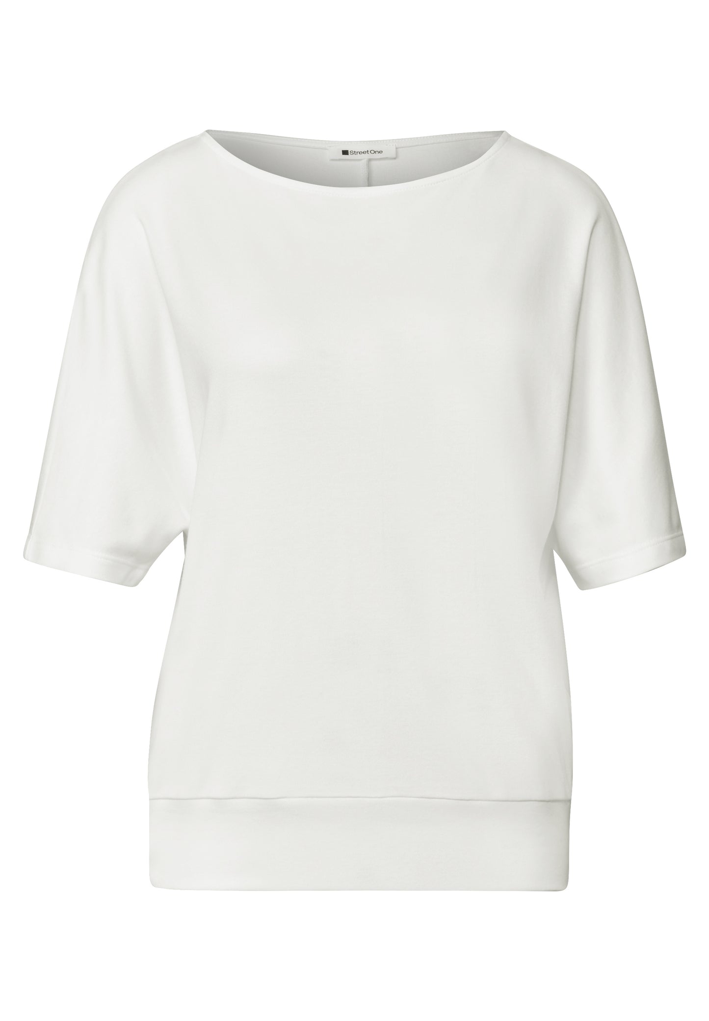 Street One - Basic Shirt mit Boat Neck und Elastikbund - Farbe: off white