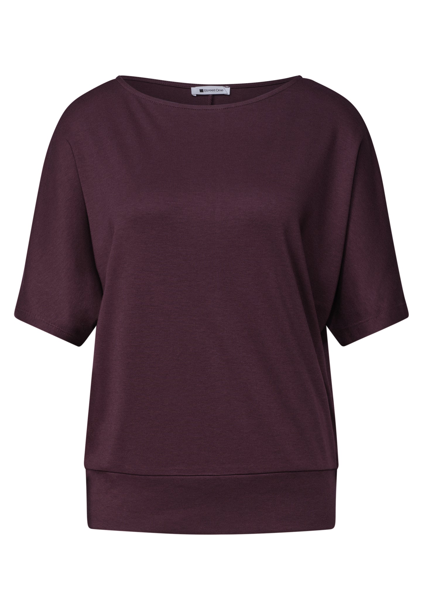 Street One - Basic Shirt mit Boat Neck und Elastikbund - Farbe: rustic rouge