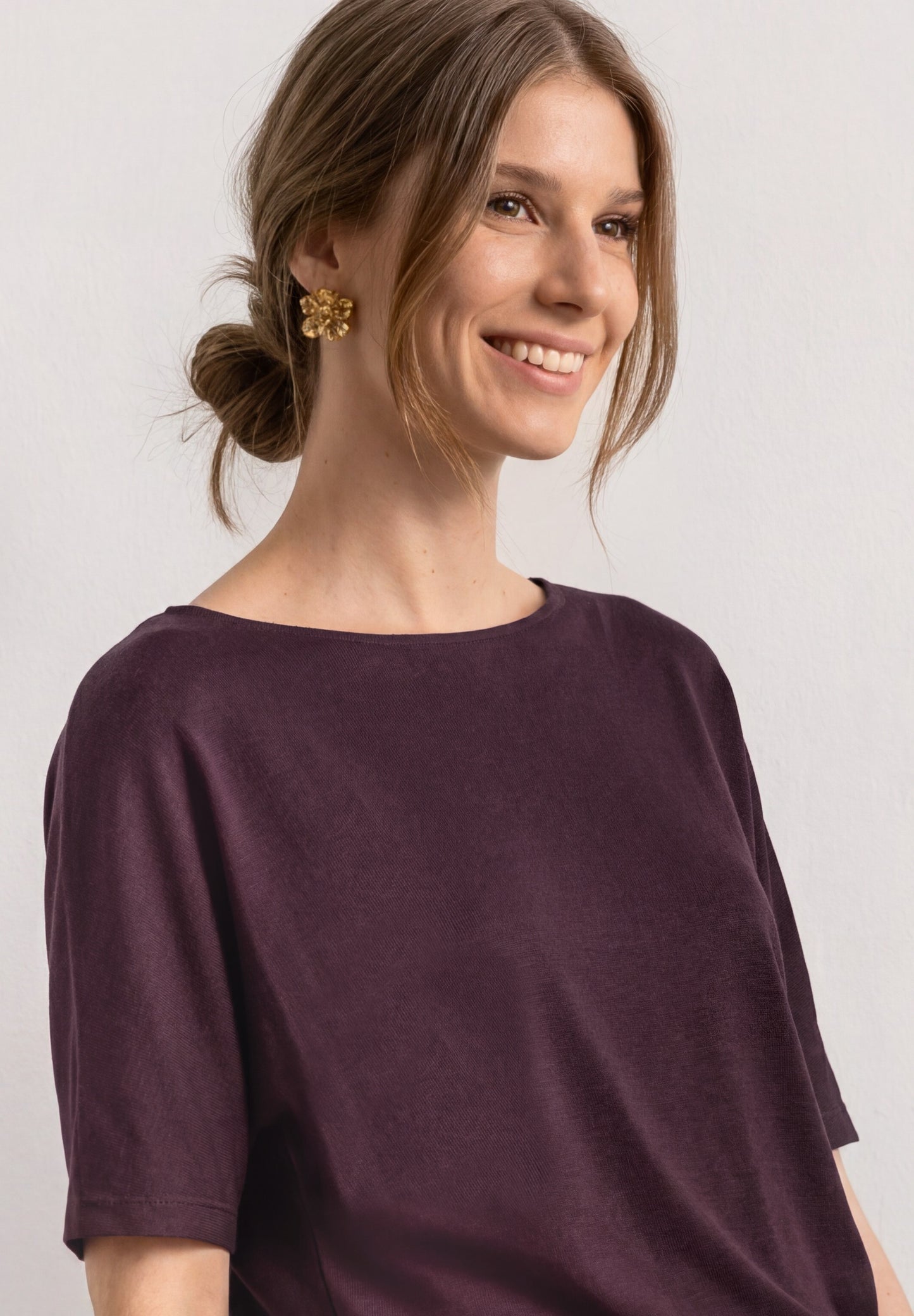Street One - Basic Shirt mit Boat Neck und Elastikbund - Farbe: rustic rouge