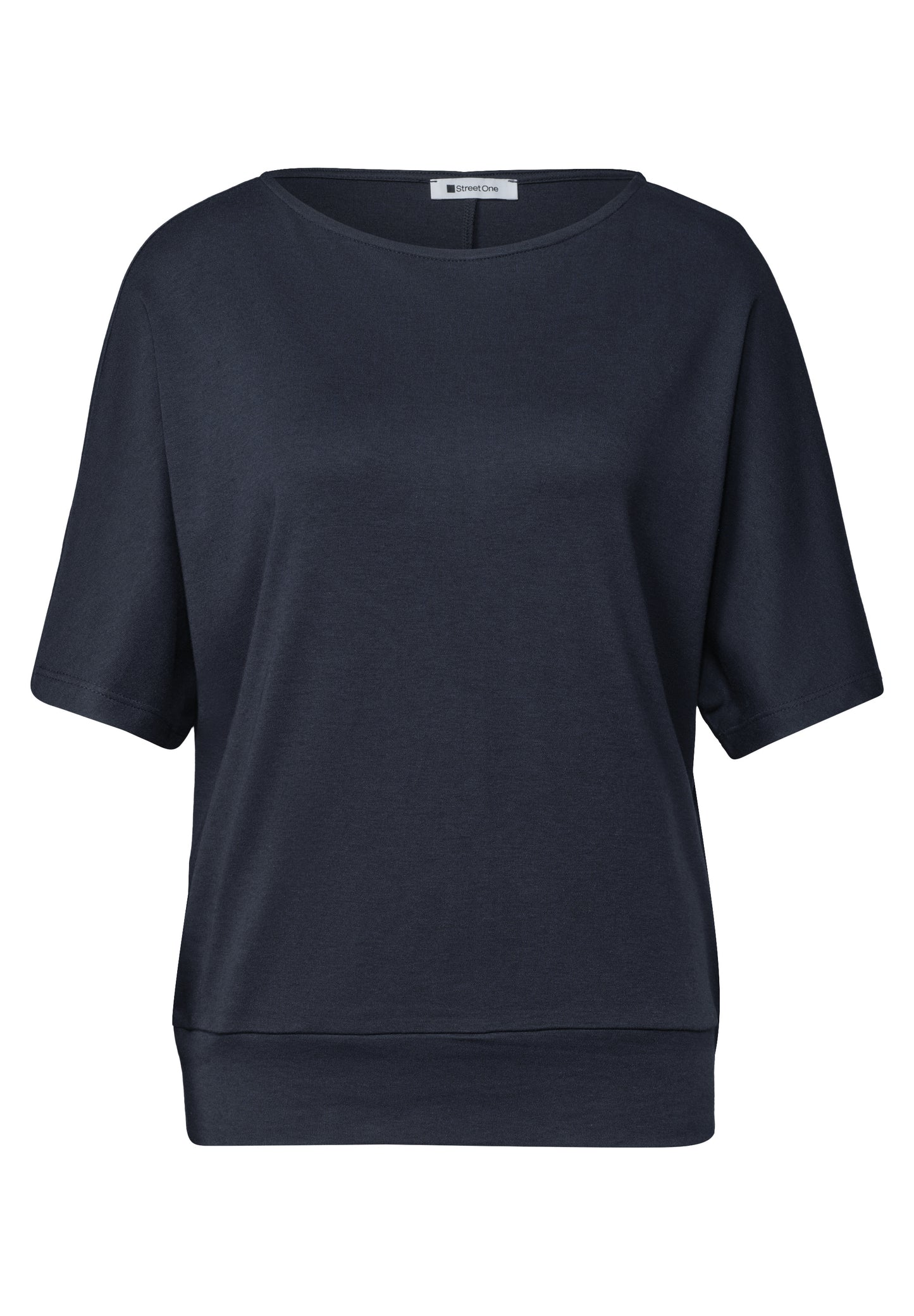 Street One - Basic Shirt mit Boat Neck und Elastikbund - Farbe: darkest blue