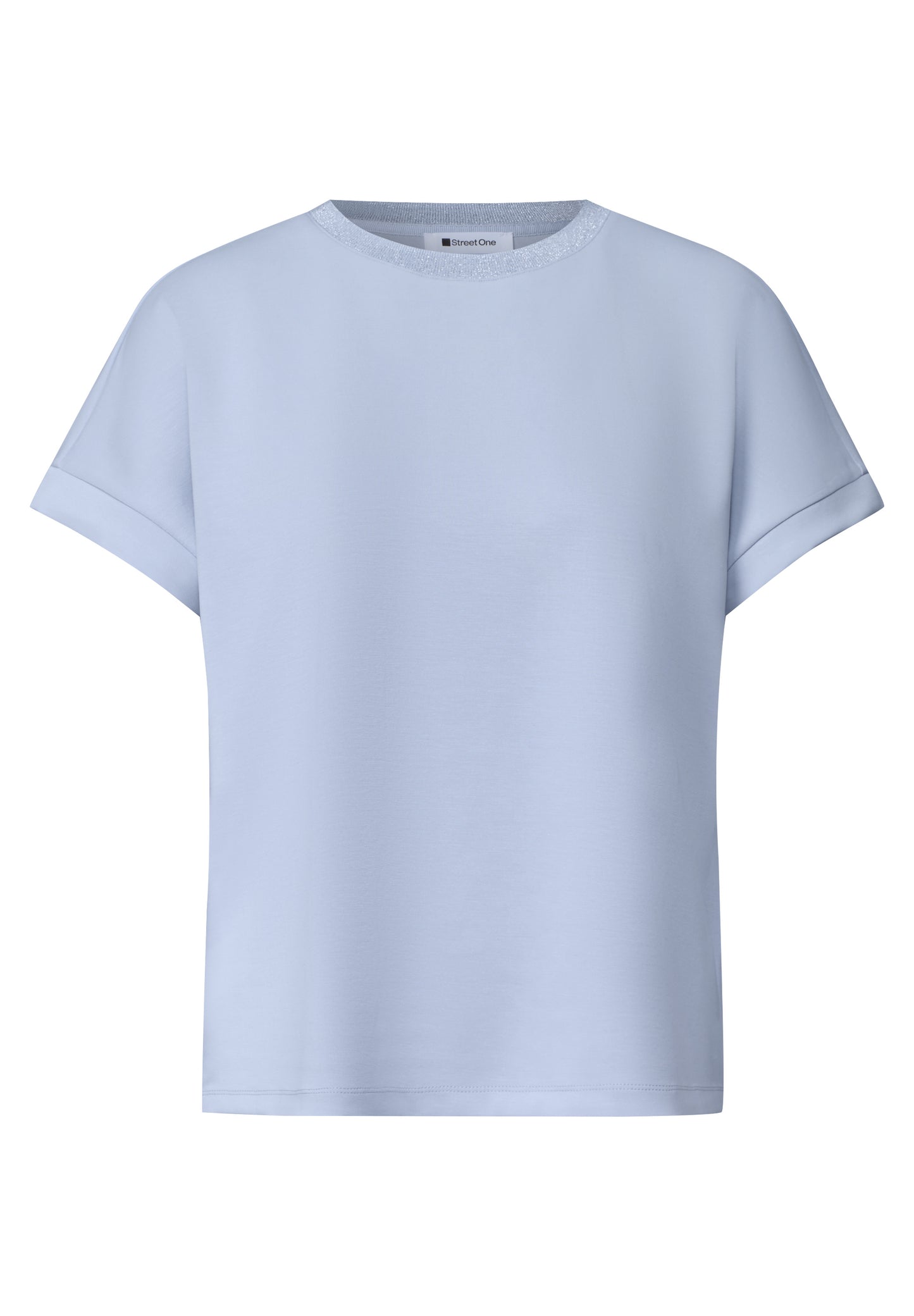 Street One - T-Shirt im Silk-Look mit Rundhals - Farbe: whispery blue