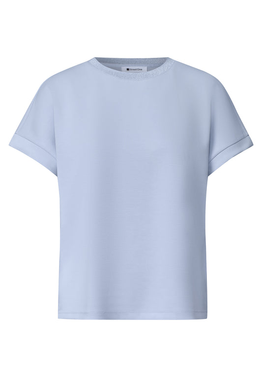 Street One - T-Shirt im Silk-Look mit Rundhals - Farbe: whispery blue