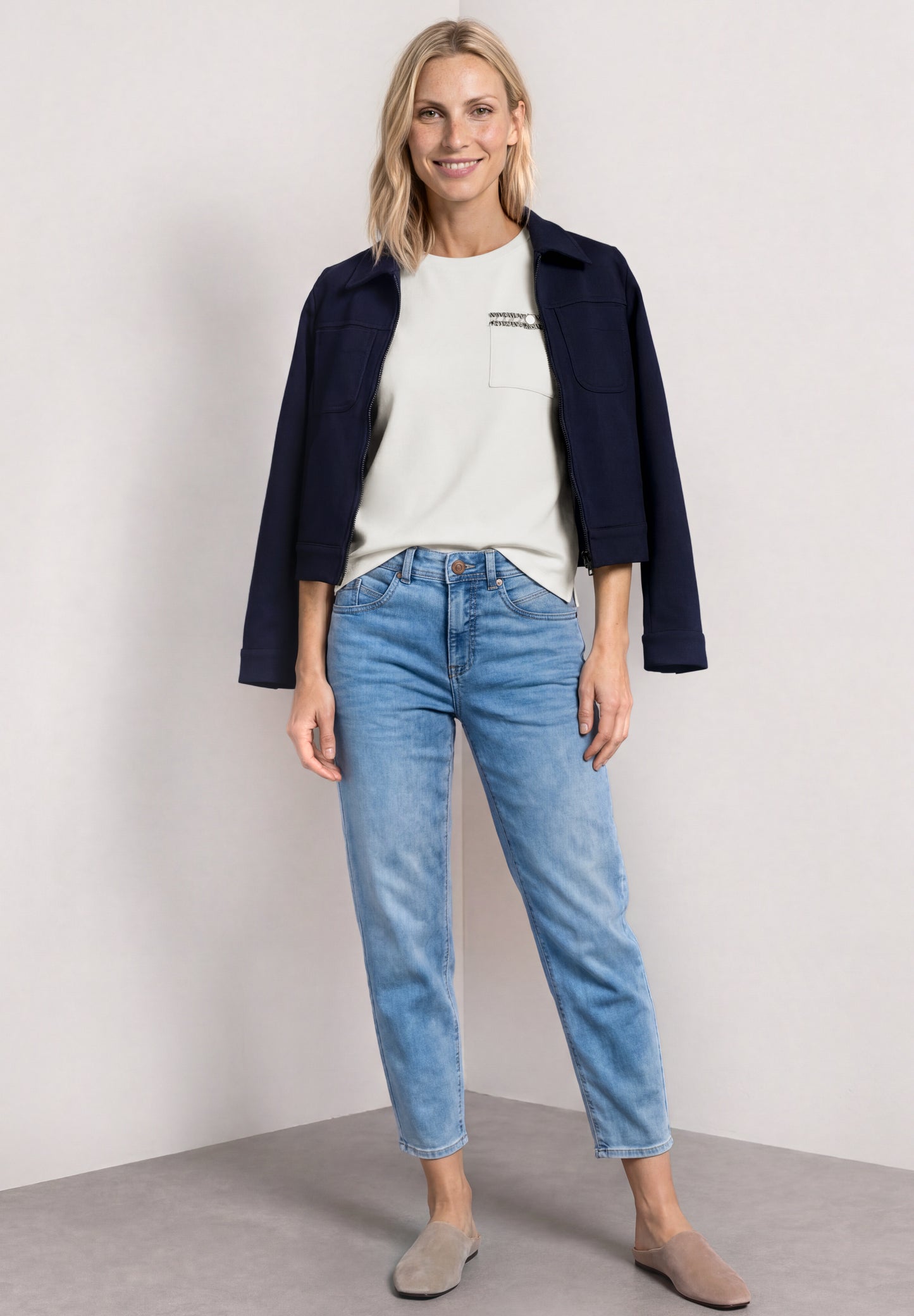 Street One - T-Shirt mit dekorativer Brusttasche - Farbe: off white