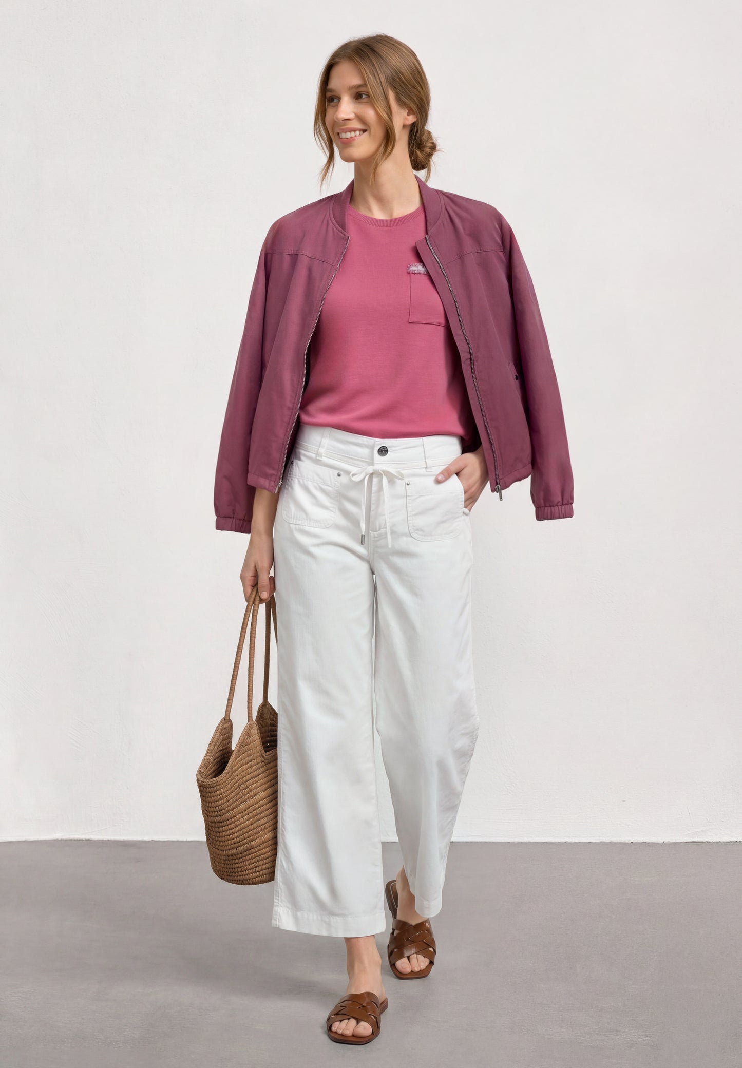 Street One - T-Shirt mit dekorativer Brusttasche - Farbe: blush berry