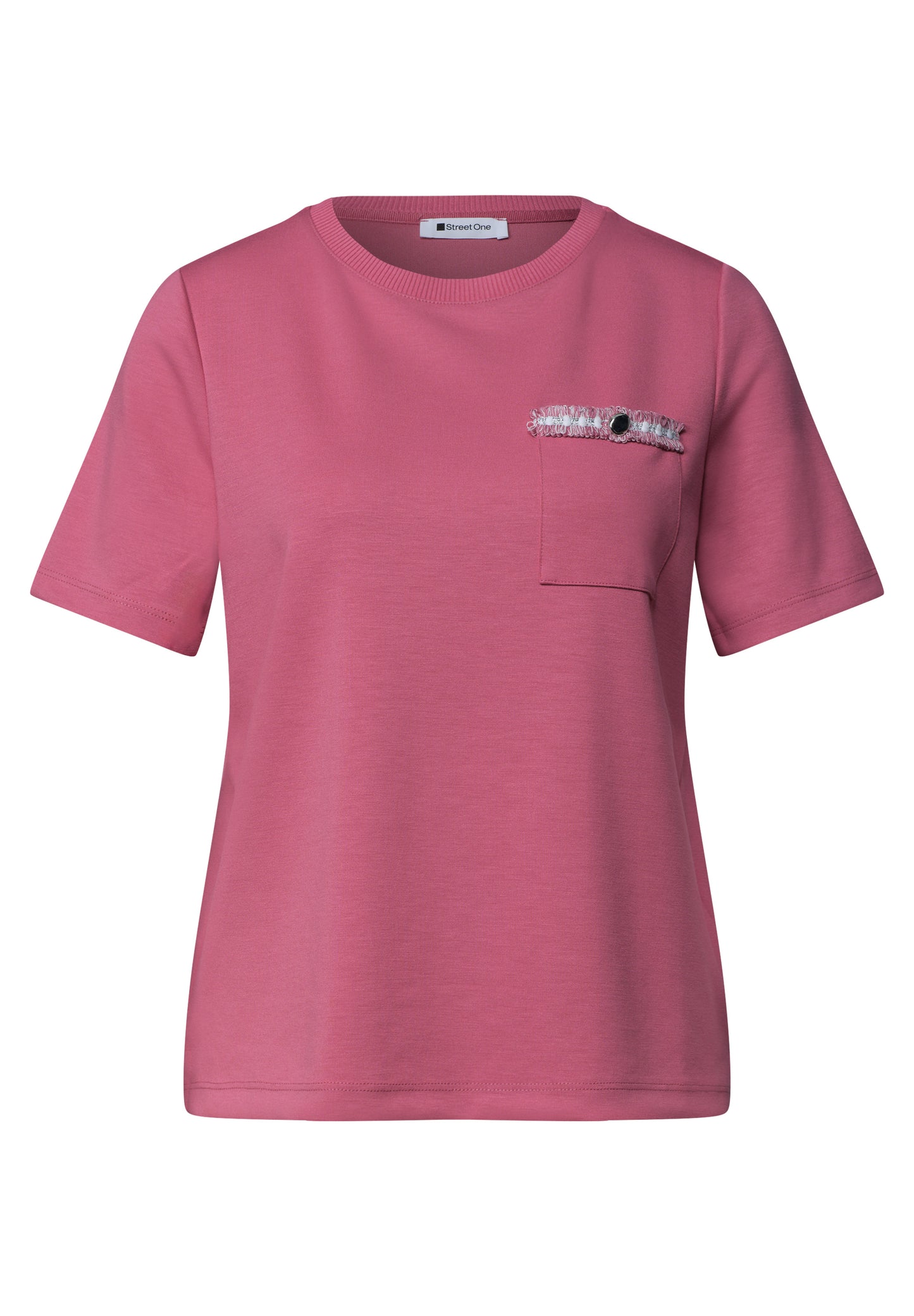 Street One - T-Shirt mit dekorativer Brusttasche - Farbe: blush berry