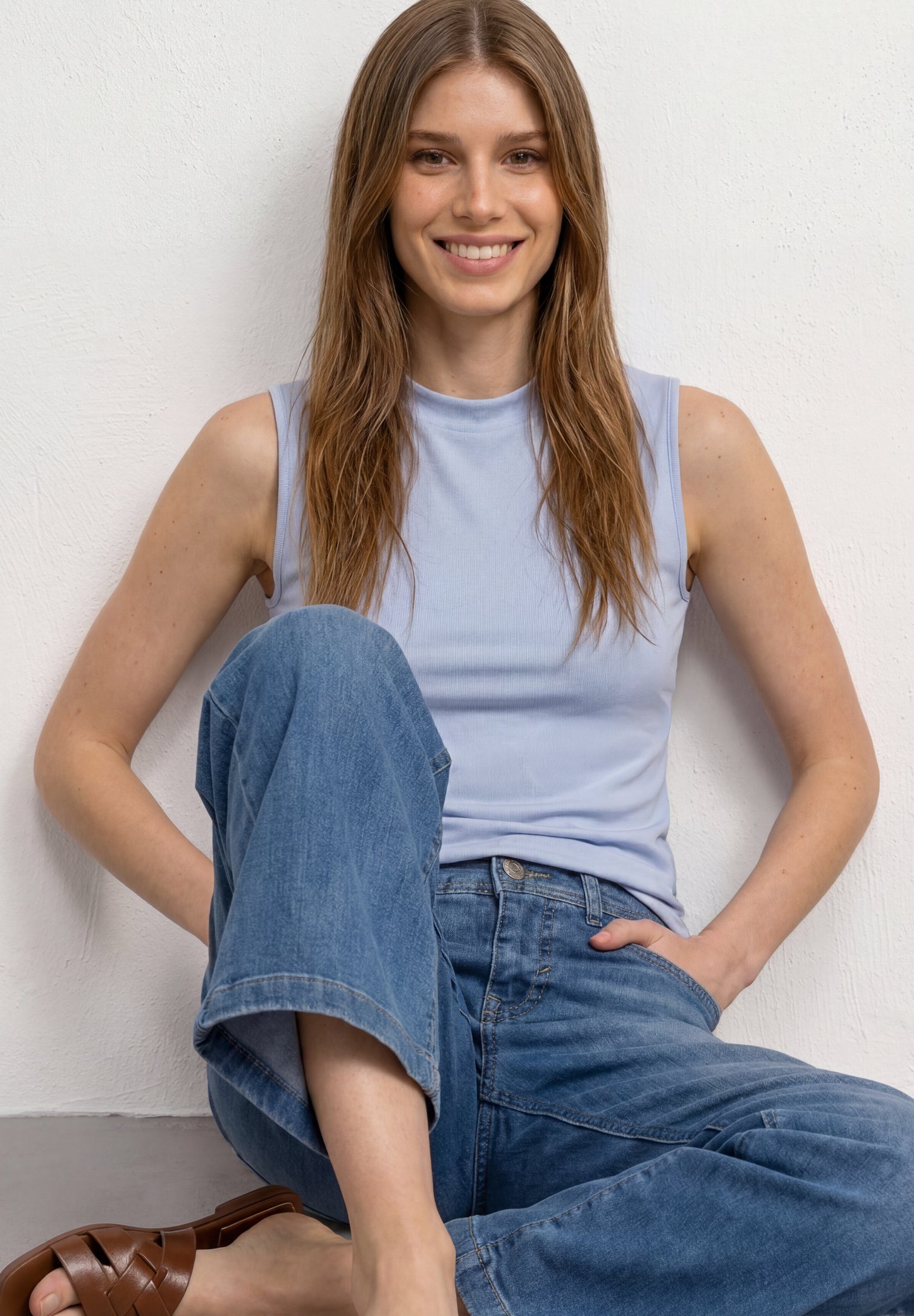 Street One - Top im Silk-Look mit Turtle Neck - Farbe: whispery blue
