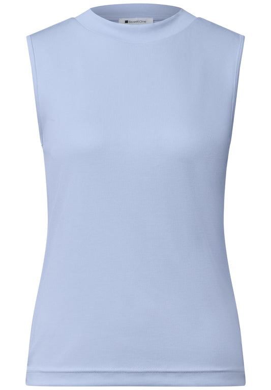 Street One - Top im Silk-Look mit Turtle Neck - Farbe: whispery blue