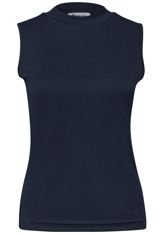 Street One - Top im Silk-Look mit Turtle Neck - Farbe: dunkel Blau