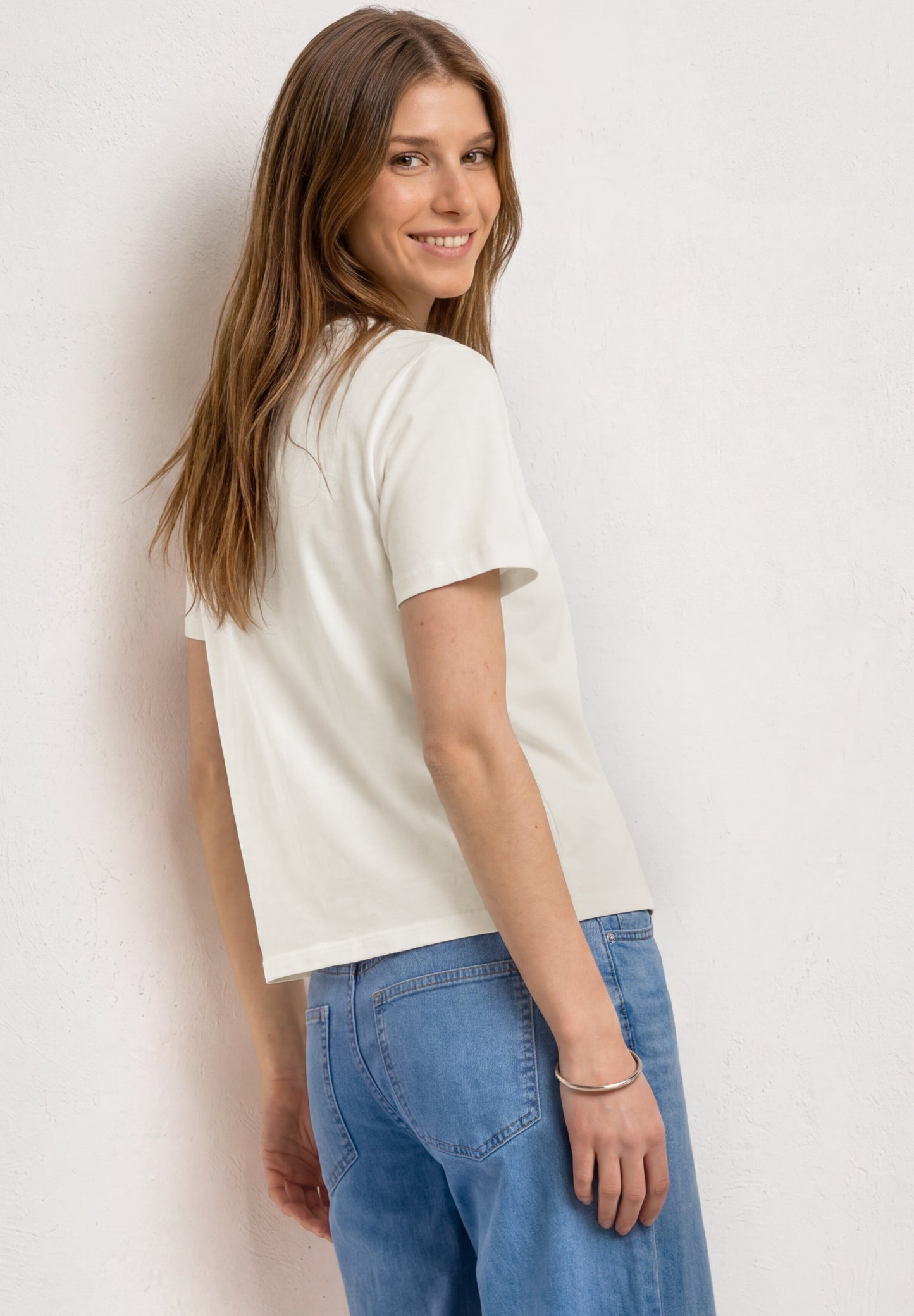 Street One - Damen T-Shirt mit Rundhals und dekorativen Details - Farbe: off white