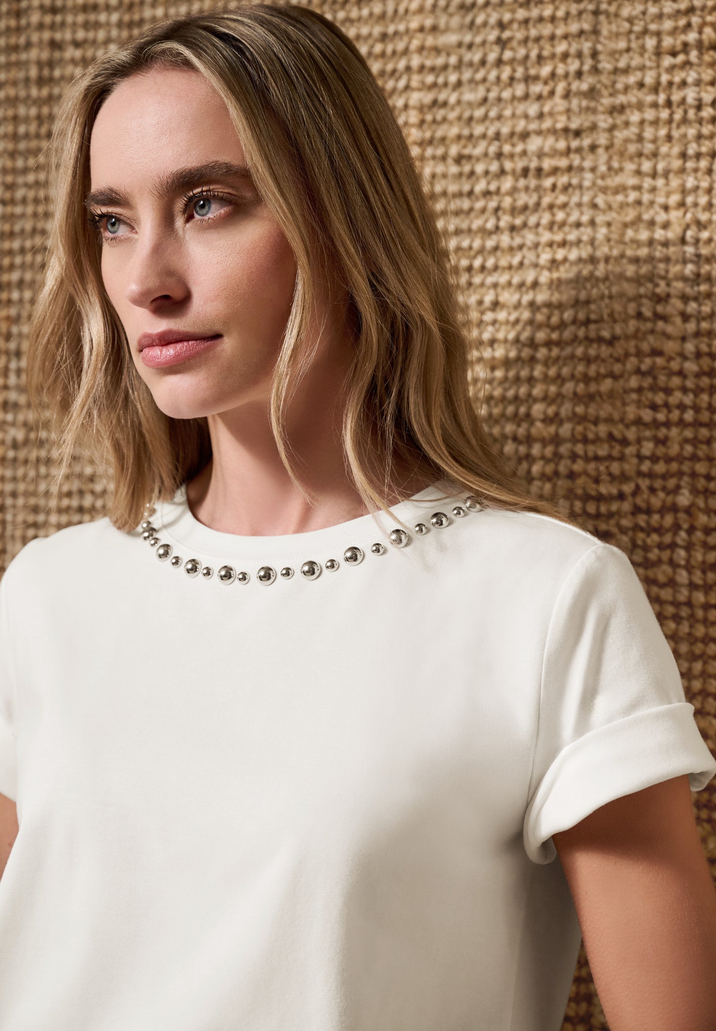 Street One - Damen T-Shirt mit Rundhals und dekorativen Details - Farbe: off white
