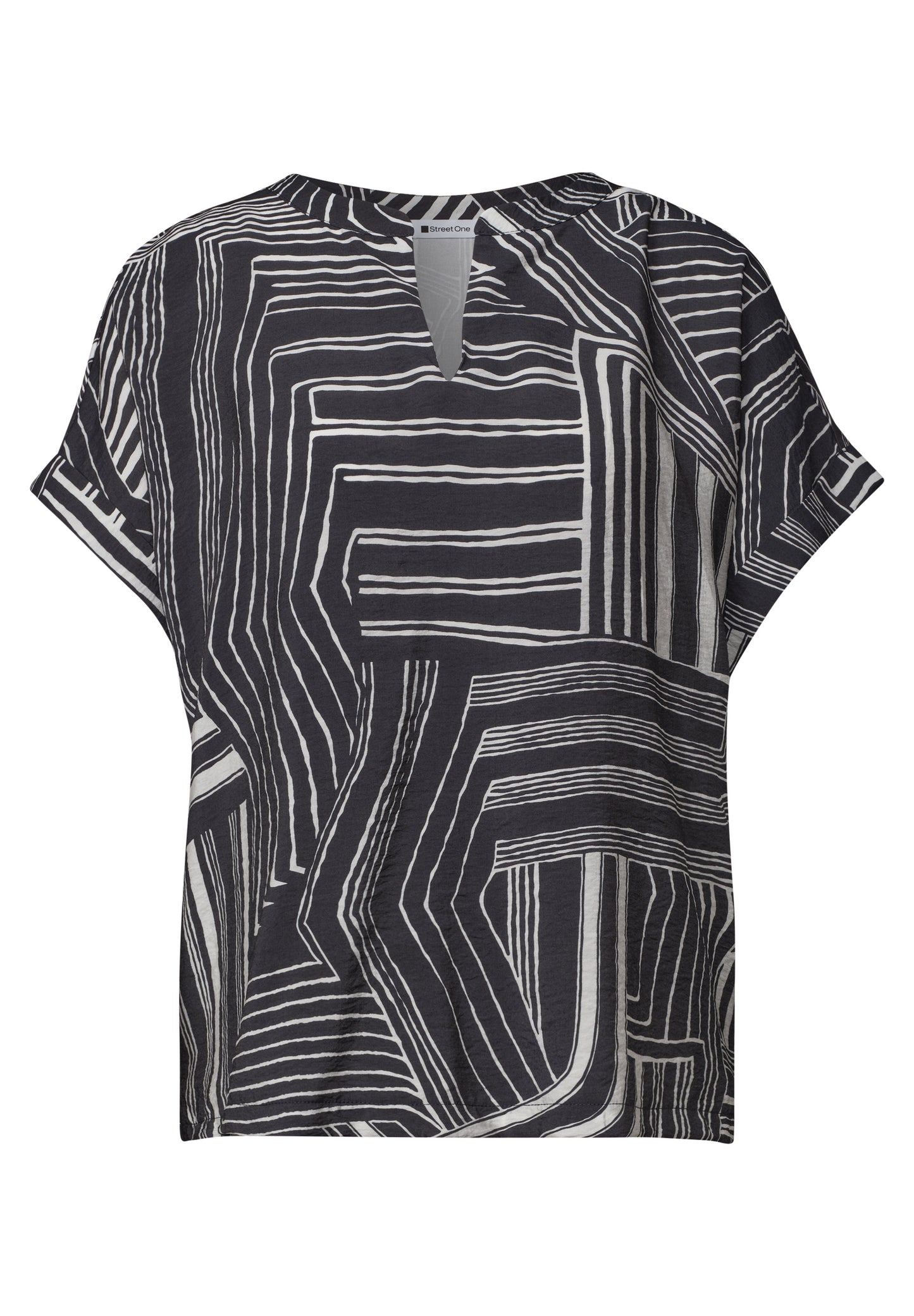 Street One - Dropped Shoulder Shirt mit Split Neck - Farbe: darkest blue
