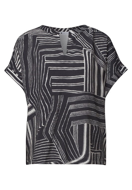 Street One - Dropped Shoulder Shirt mit Split Neck - Farbe: darkest blue
