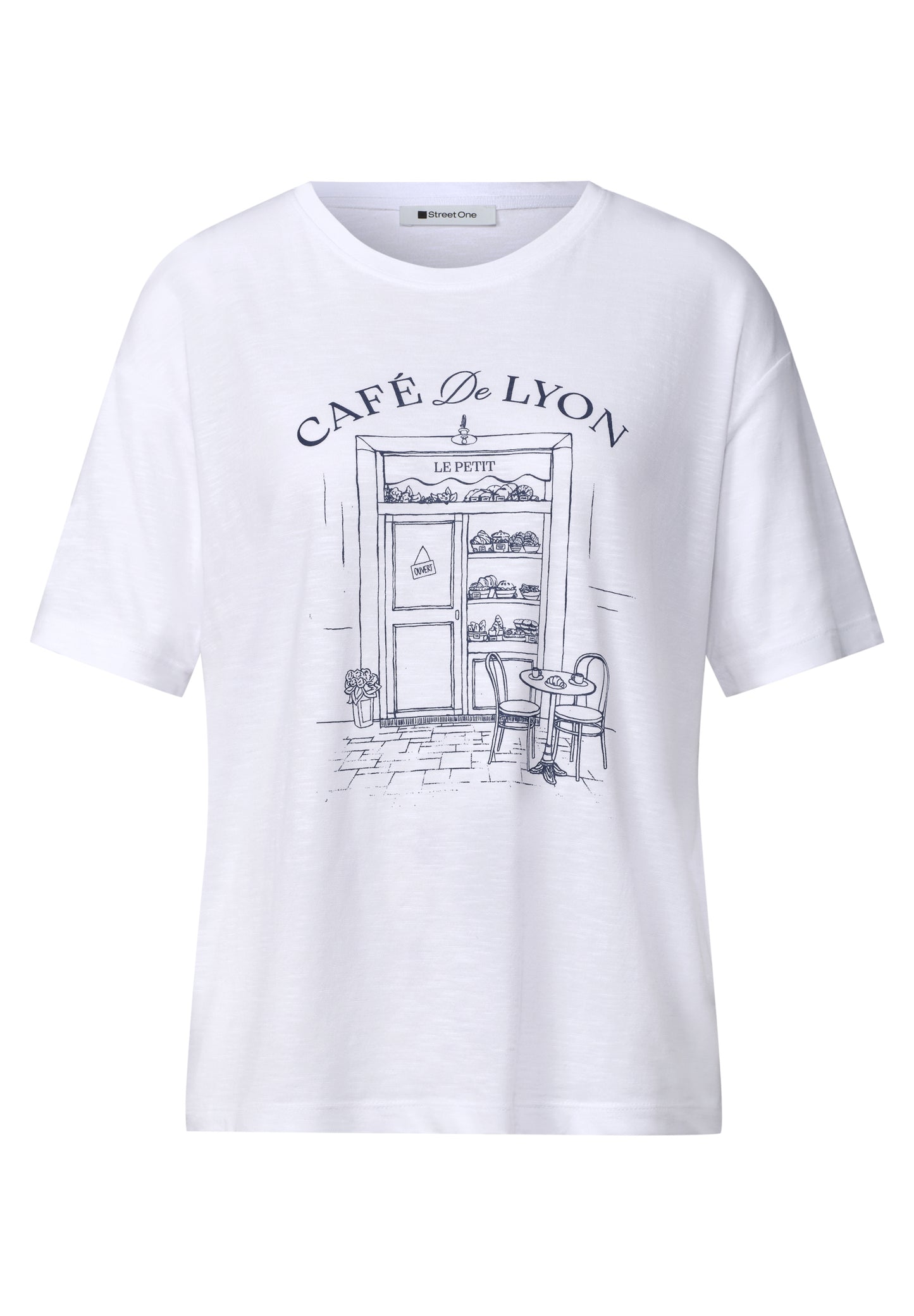 Street One - T-Shirt mit Rundhals und Frontprint - Farbe: White