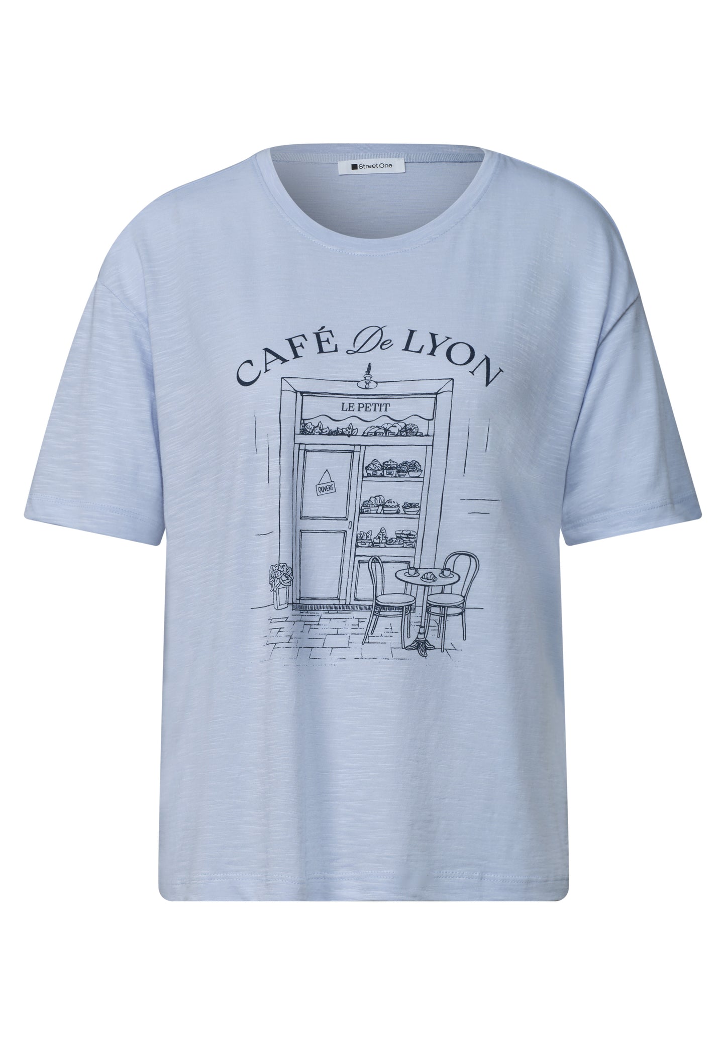 Street One - T-Shirt mit Rundhals und Frontprint - Farbe: whispery blue