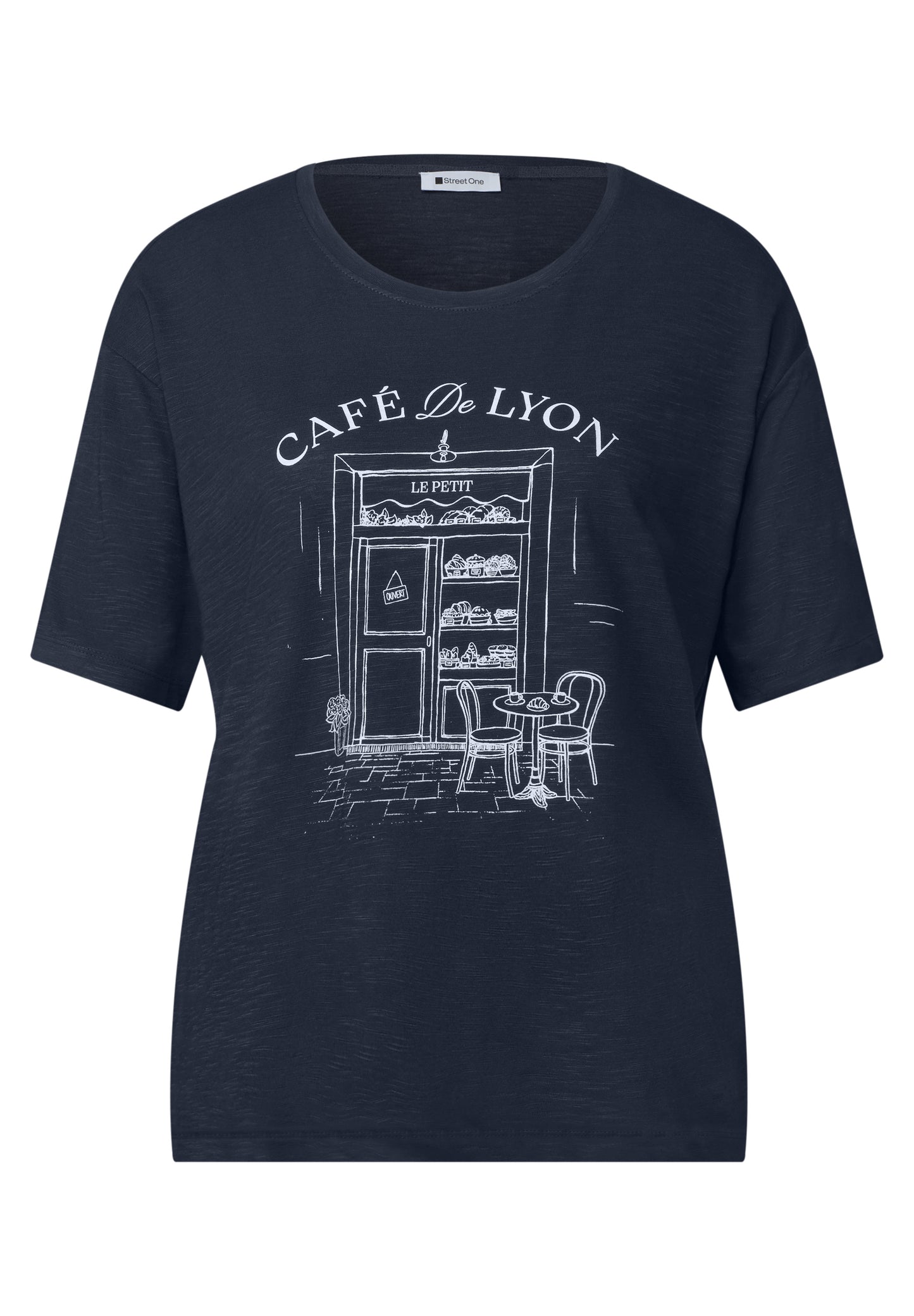 Street One - T-Shirt mit Rundhals und Frontprint - Farbe: darkest blue