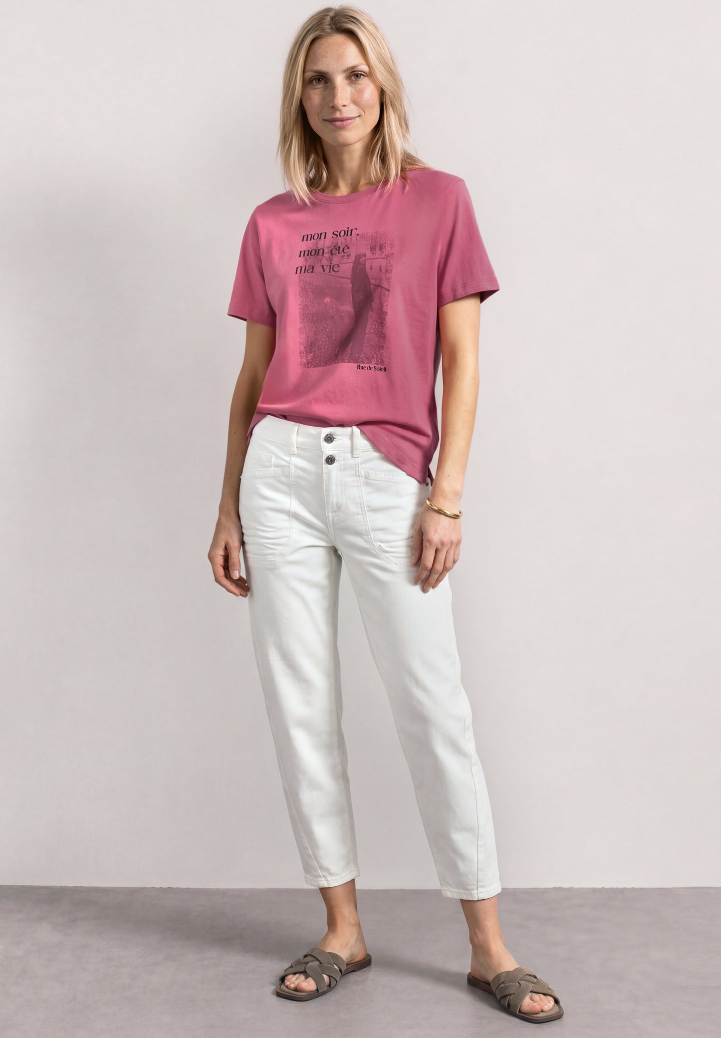 Street One - T-Shirt mit Rundhals und Fotoprint - Farbe: blush berry