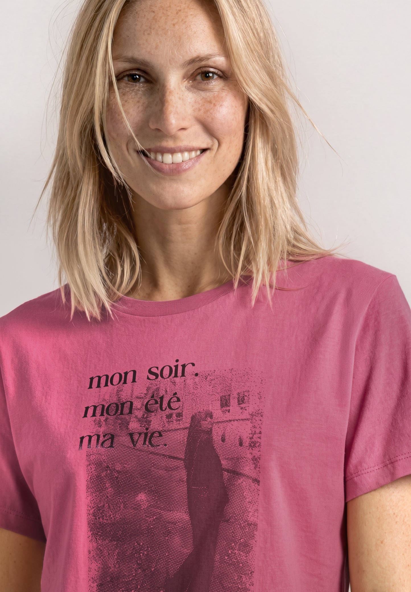 Street One - T-Shirt mit Rundhals und Fotoprint - Farbe: blush berry