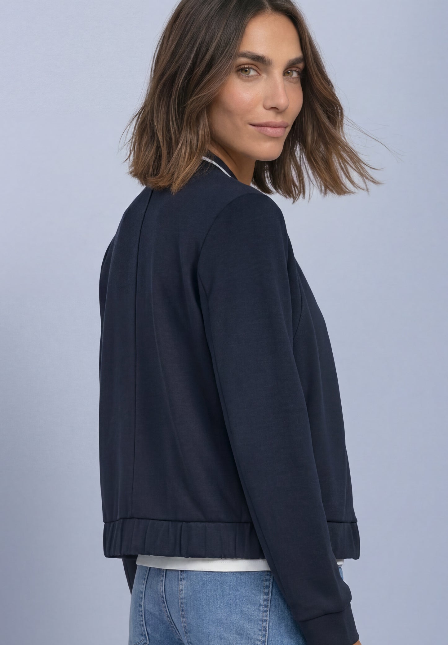 Street One - Damen Jacke im Silk-Look mit Zipper - Farbe: darkest blue