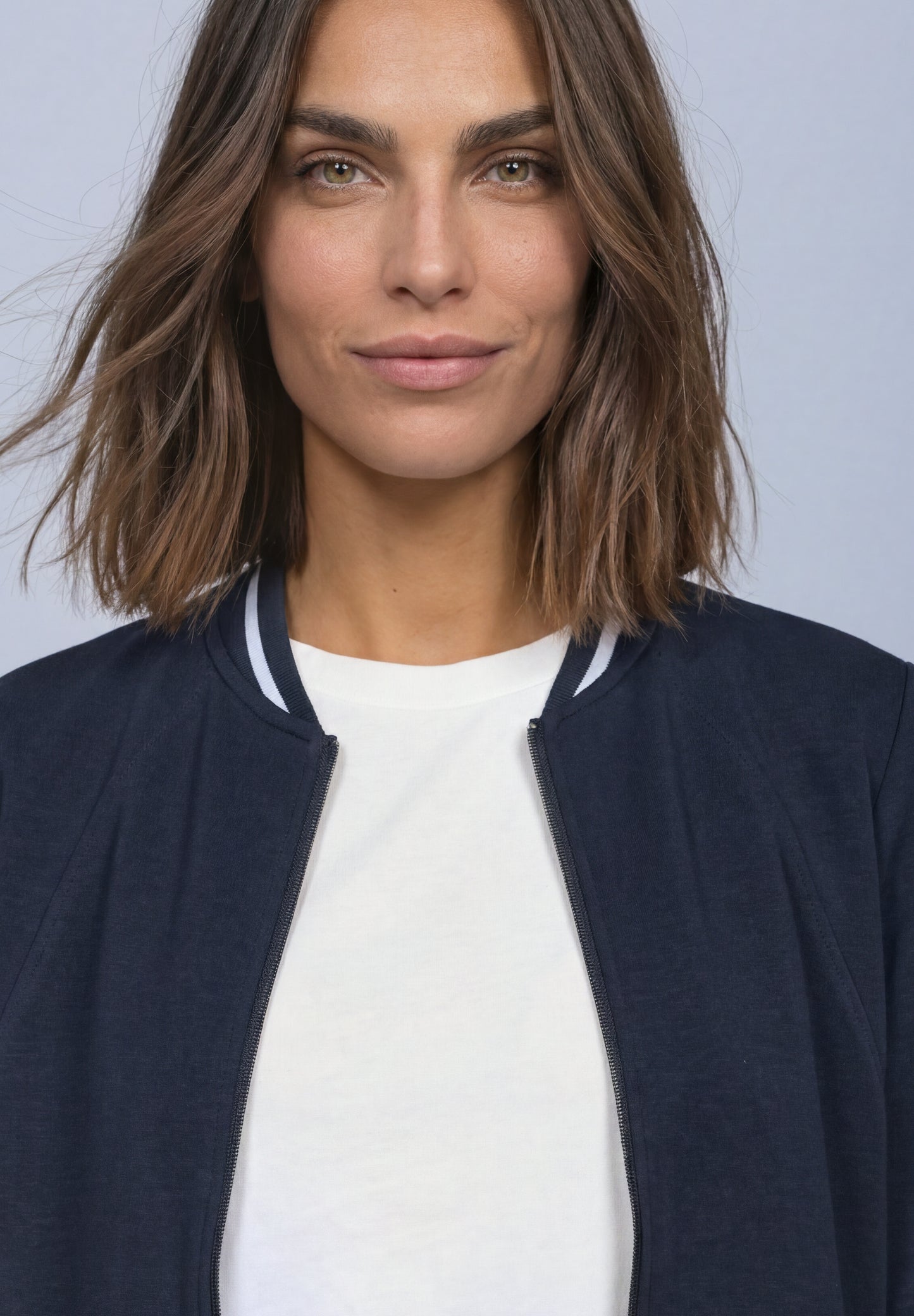 Street One - Damen Jacke im Silk-Look mit Zipper - Farbe: darkest blue