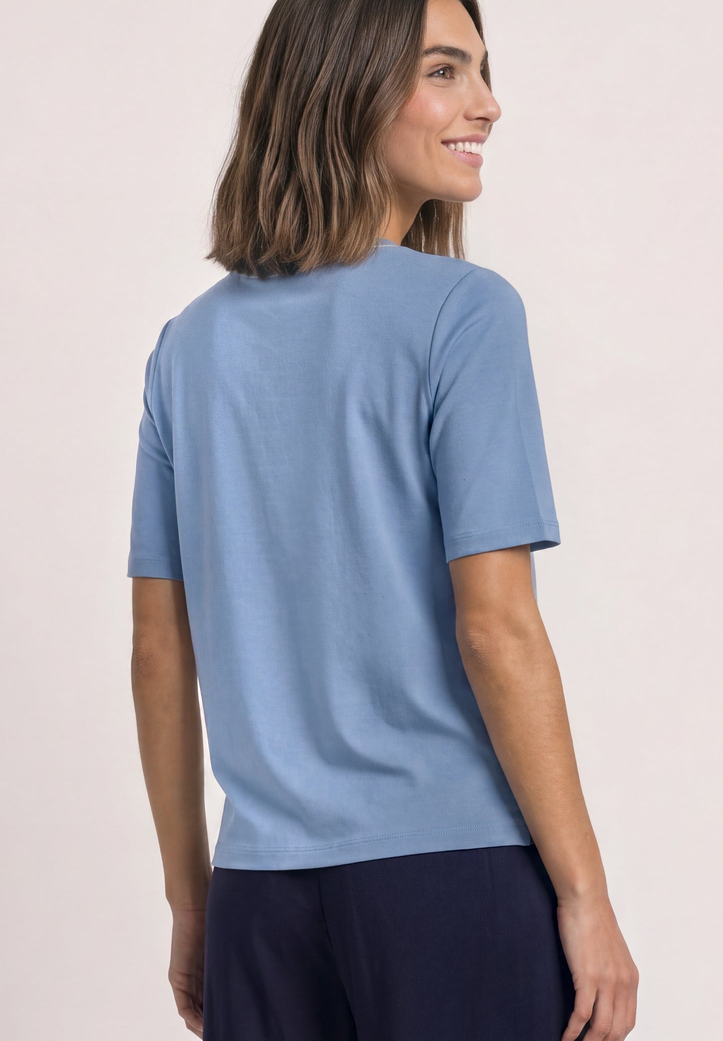 Street One - T-Shirt mit Rundhals und Kontrastdetail - Farbe: northern blue
