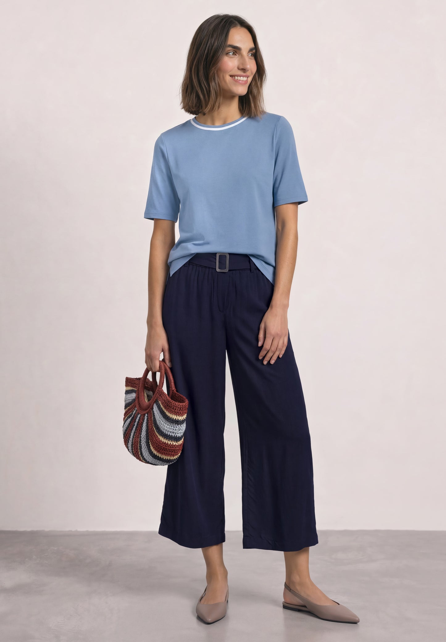 Street One - T-Shirt mit Rundhals und Kontrastdetail - Farbe: northern blue
