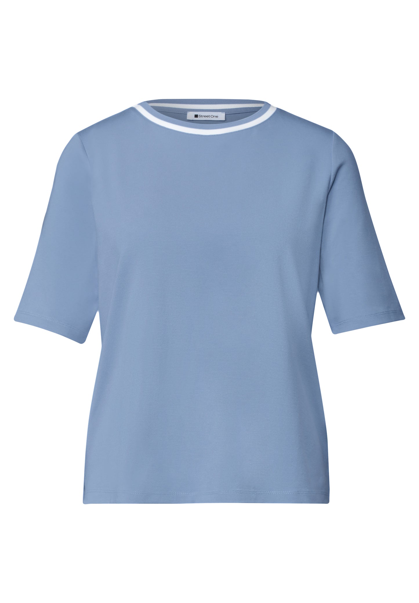 Street One - T-Shirt mit Rundhals und Kontrastdetail - Farbe: northern blue