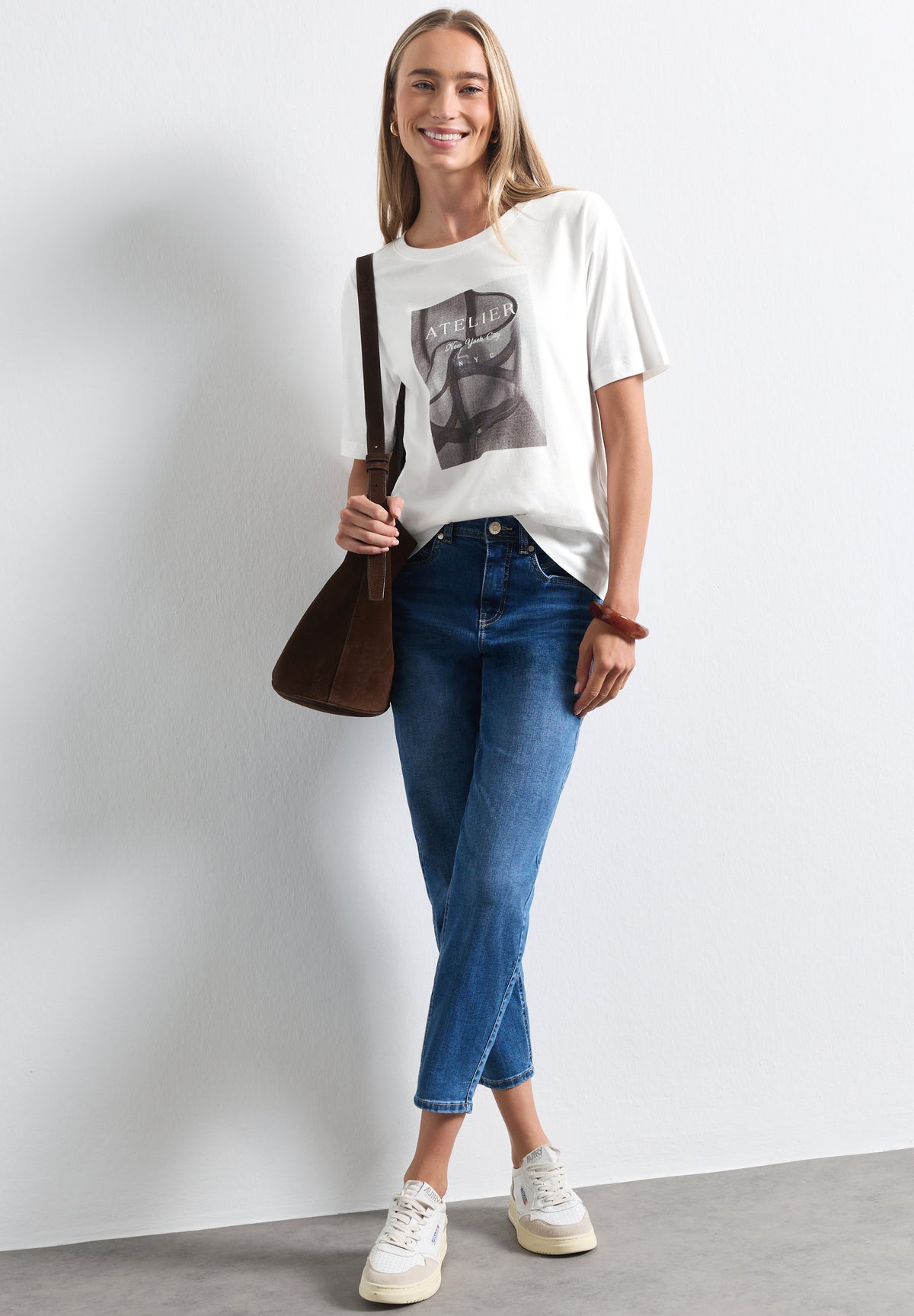 Street One - T-Shirt mit Rundhals und Fotoprint - Farbe: off white