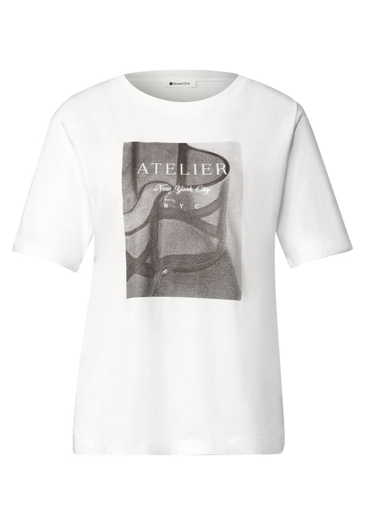 Street One - T-Shirt mit Rundhals und Fotoprint - Farbe: off white