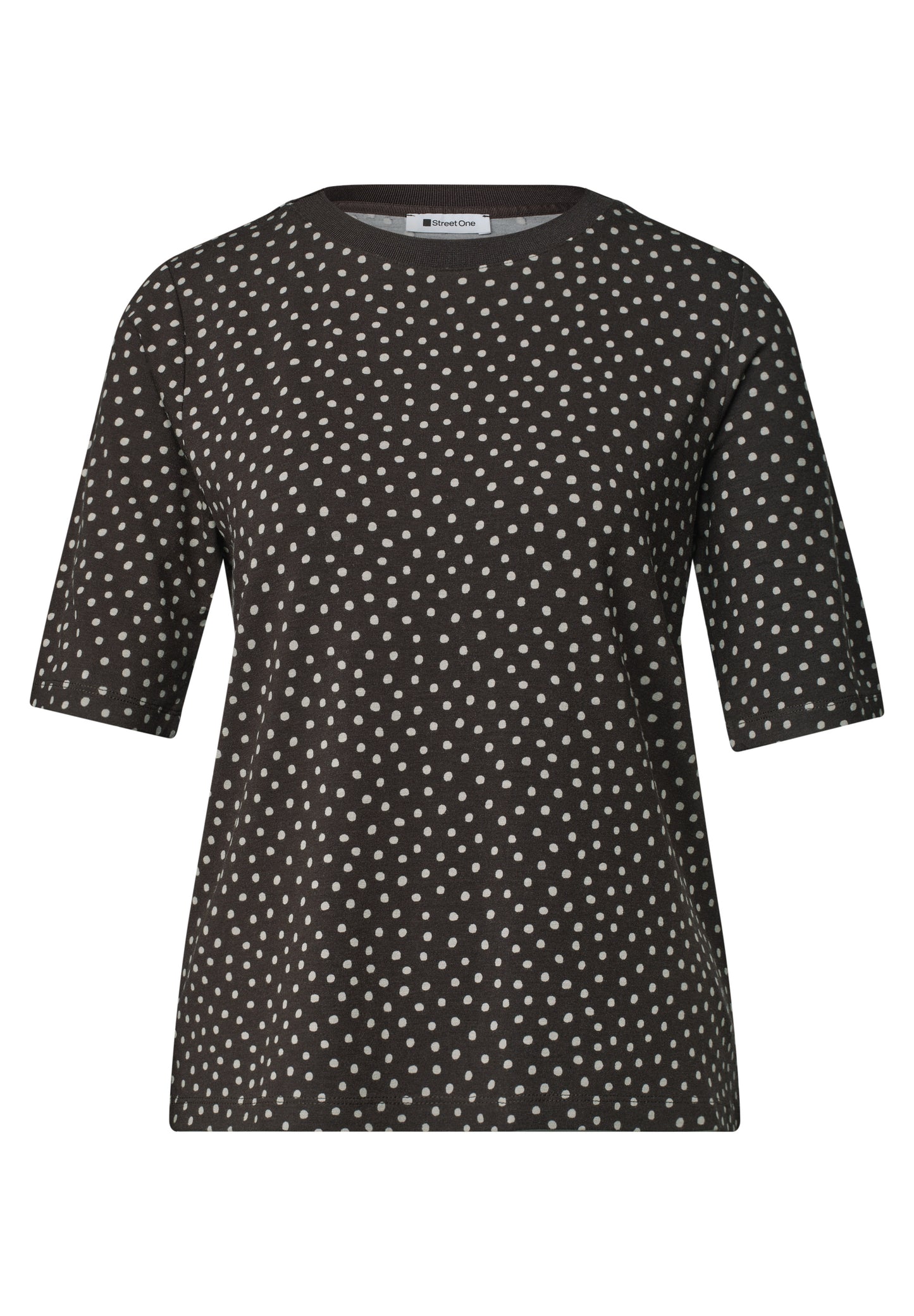 Street One - T-Shirt mit Rundhals und Print - Farbe: black coffee