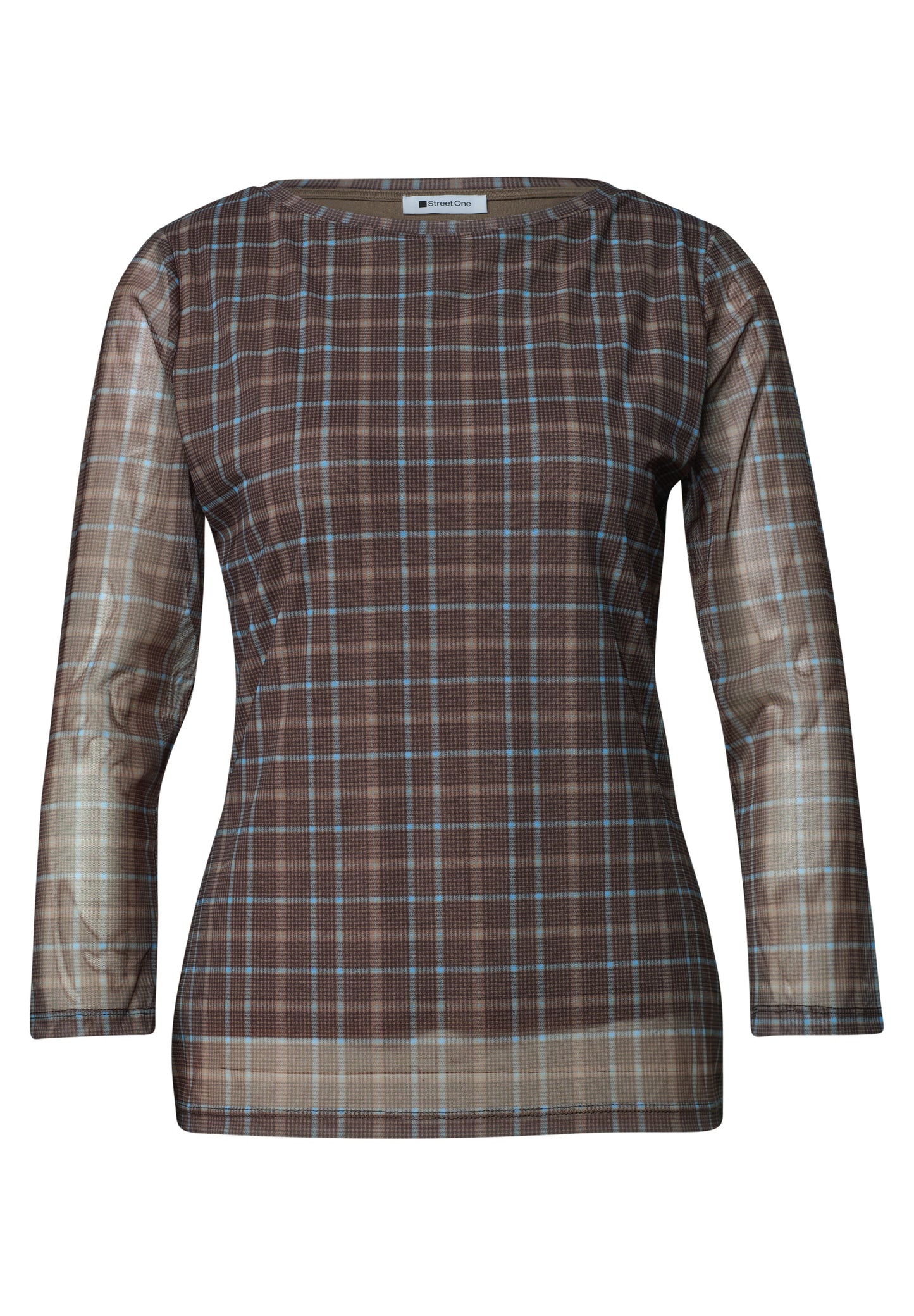 Street One - 3/4-Arm Shirt aus Mesh mit Print - Farbe: silk brown