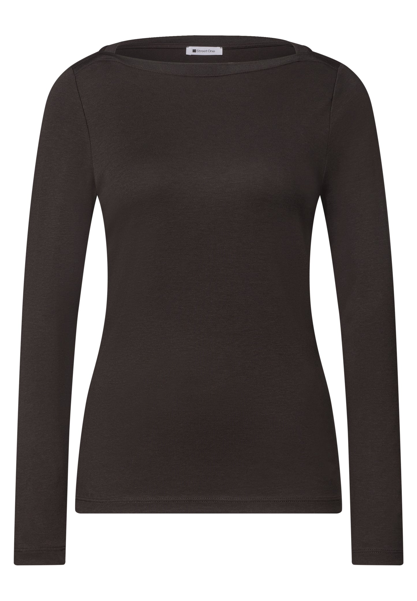 Street One - Basic Shirt mit U-Boot-Ausschnitt - Farbe: black coffee