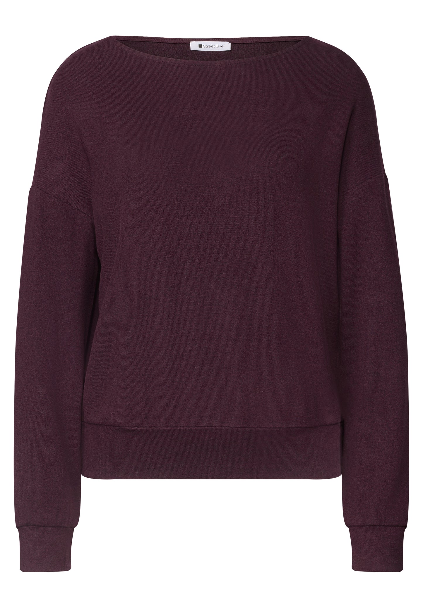 Street One - Langarm Shirt mit Elastikbund - Farbe: rustic rouge mel.