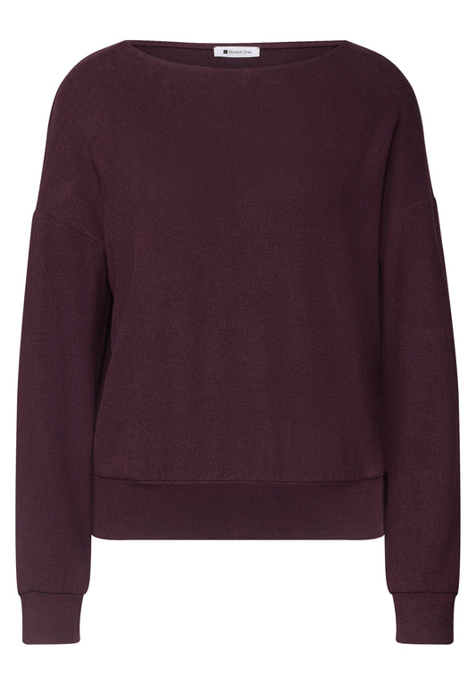 Street One - Langarm Shirt mit Elastikbund - Farbe: rustic rouge mel.