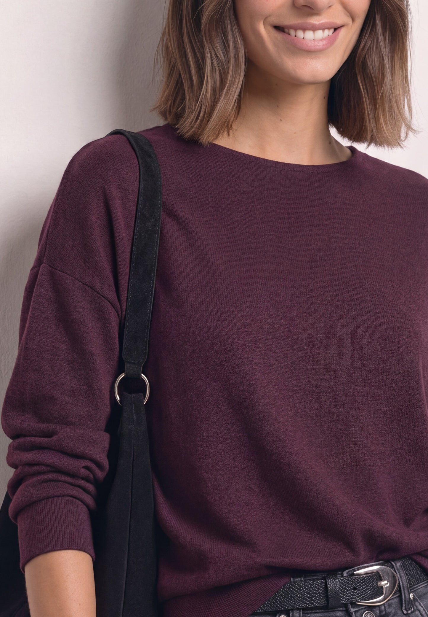 Street One - Langarm Shirt mit Elastikbund - Farbe: rustic rouge mel.