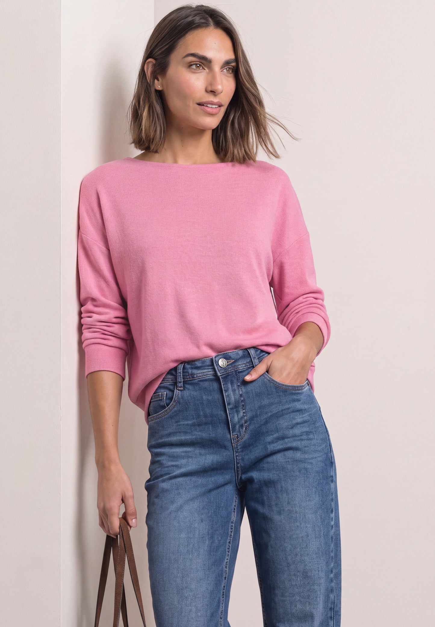Street One - Langarm Shirt mit Elastikbund - Farbe: warm blush mel.