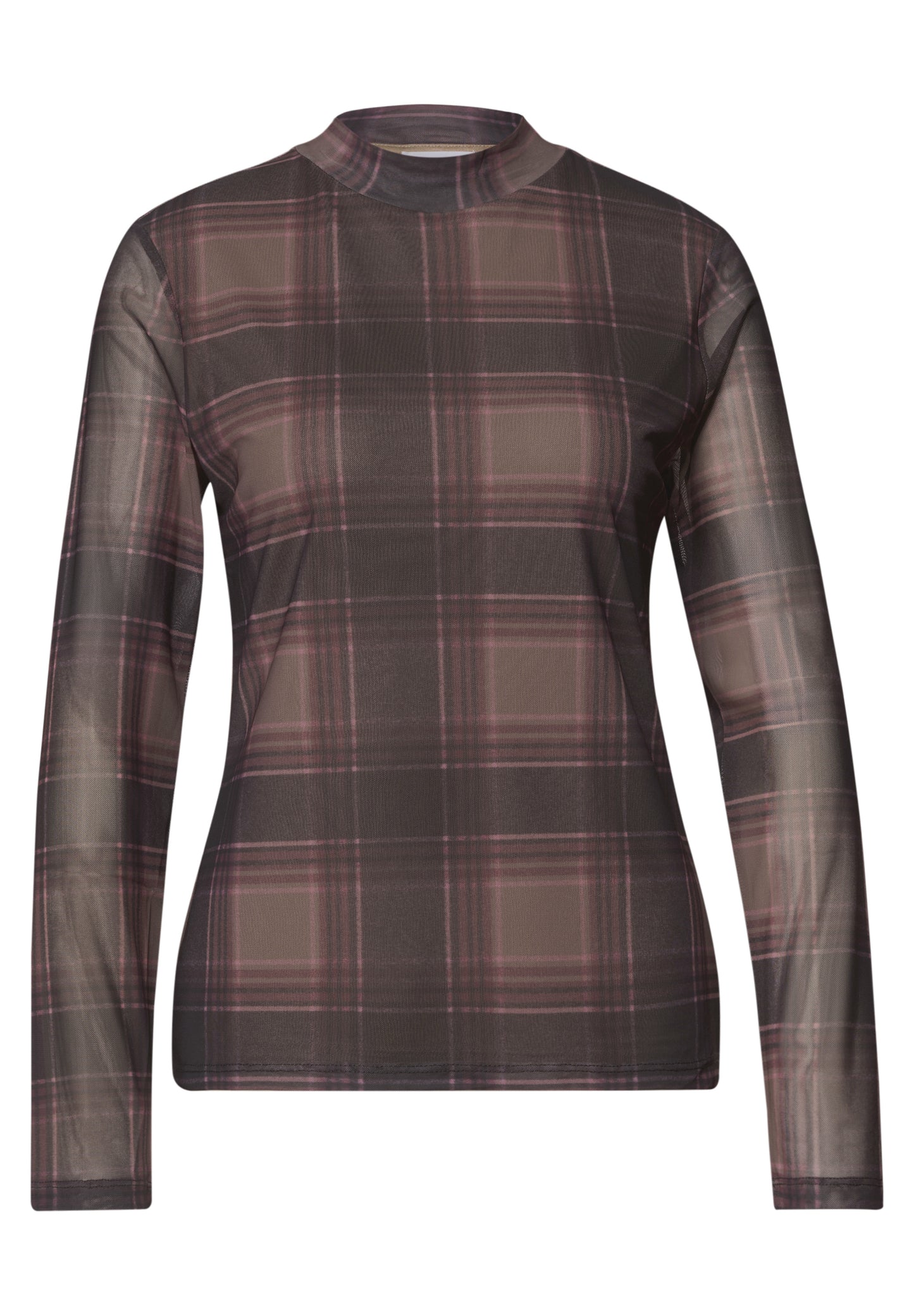 Street One - Langarm Mesh-Shirt mit Rundhals und Print - Farbe: sanded amber