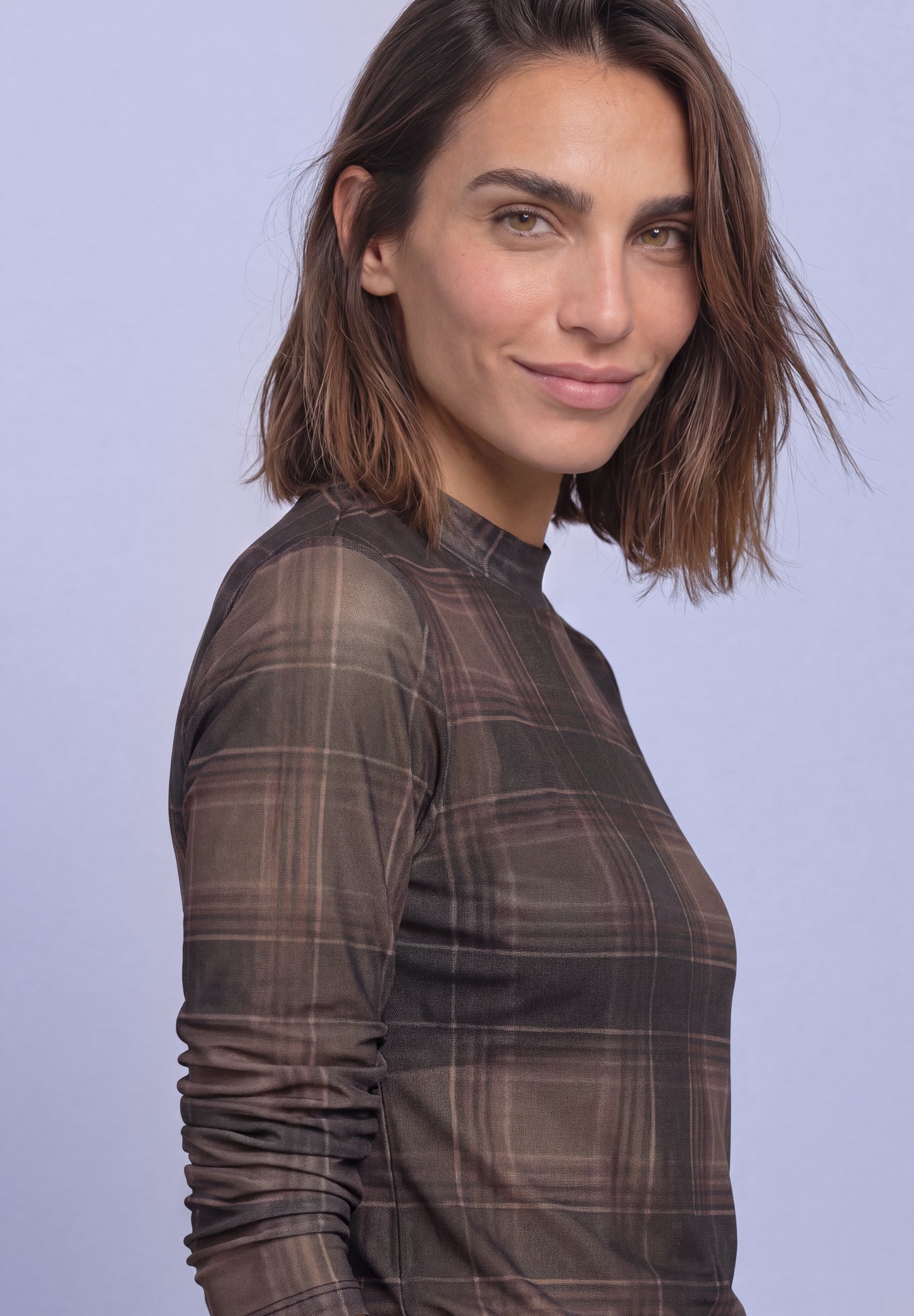 Street One - Langarm Mesh-Shirt mit Rundhals und Print - Farbe: sanded amber