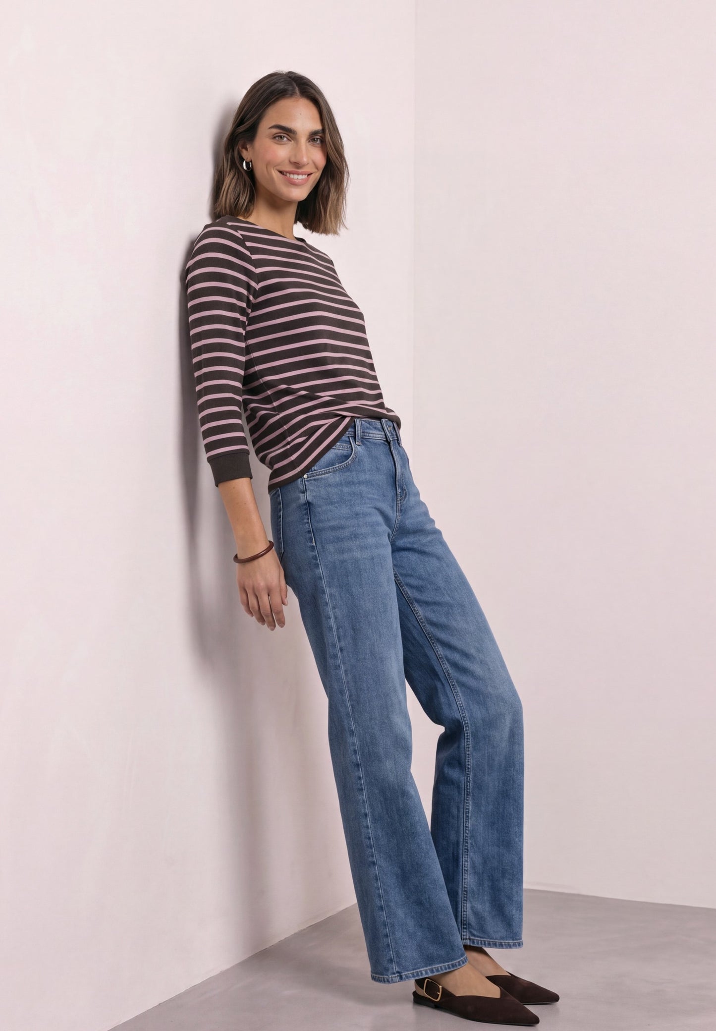 Street One - 3/4-Arm Shirt mit Boat Neck und Streifen - Farbe: vintage blush