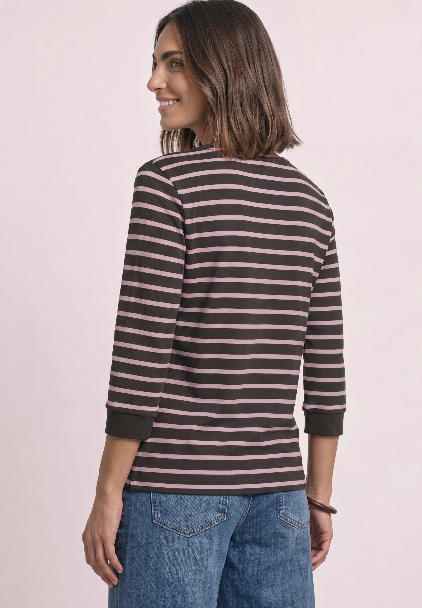 Street One - 3/4-Arm Shirt mit Boat Neck und Streifen - Farbe: vintage blush