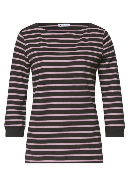 Street One - 3/4-Arm Shirt mit Boat Neck und Streifen - Farbe: vintage blush