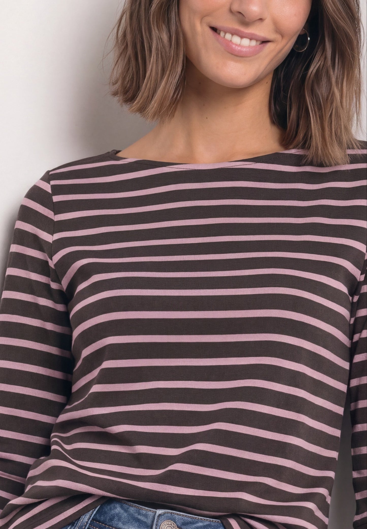 Street One - 3/4-Arm Shirt mit Boat Neck und Streifen - Farbe: vintage blush