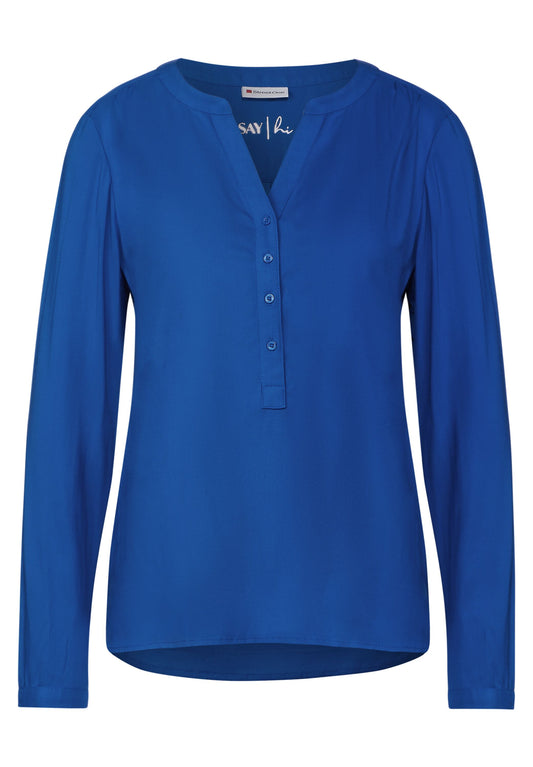 Street One - Basic Bluse in Unifarbe - fresh intense gentle blue